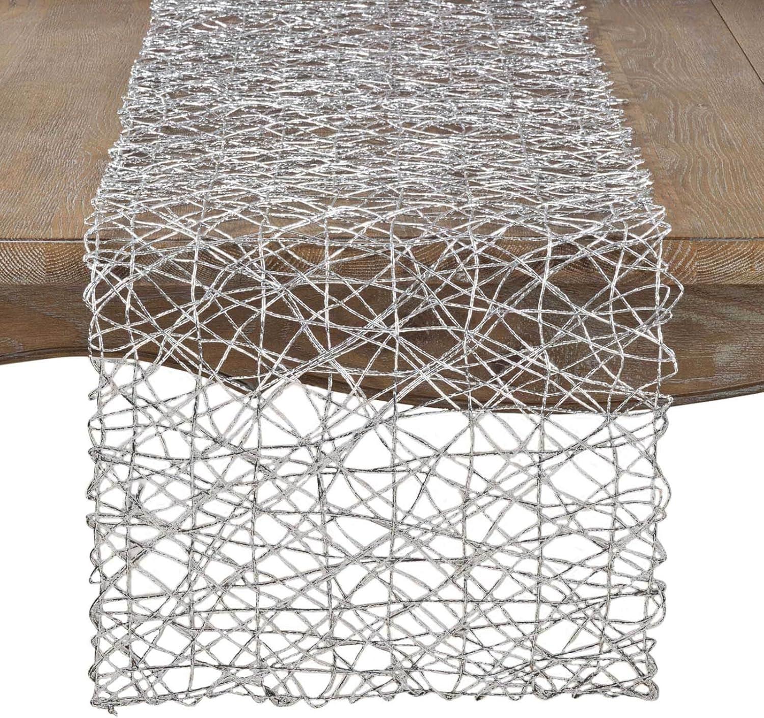 BalsaCircle 16x72" Silver Metallic Wire String Woven Table Runner Party Events Decorations