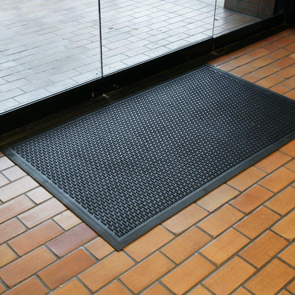 Rubber-Cal "Dura-Scraper Linear" Rubber Entrance Door Mat - Black