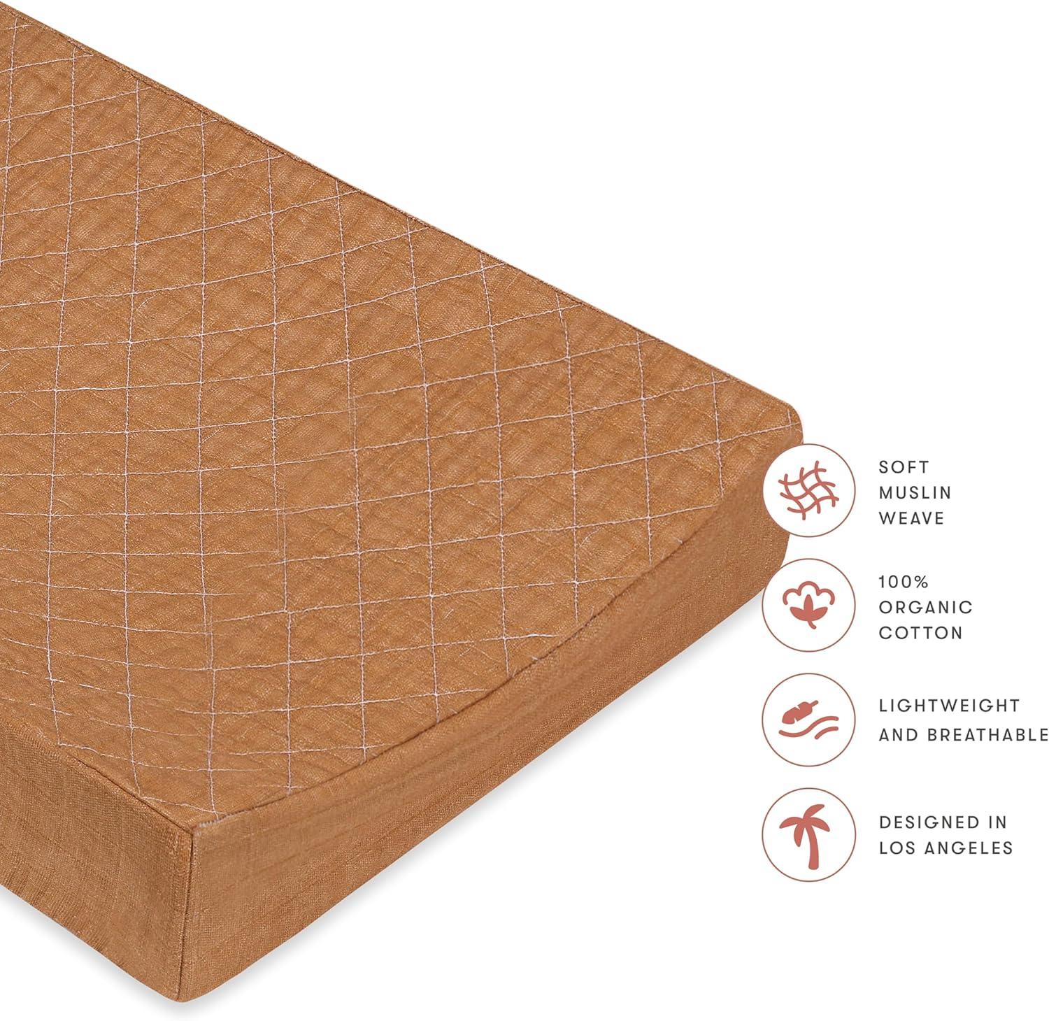 Burnt Sienna Quilted Muslin Changing Pad Cover