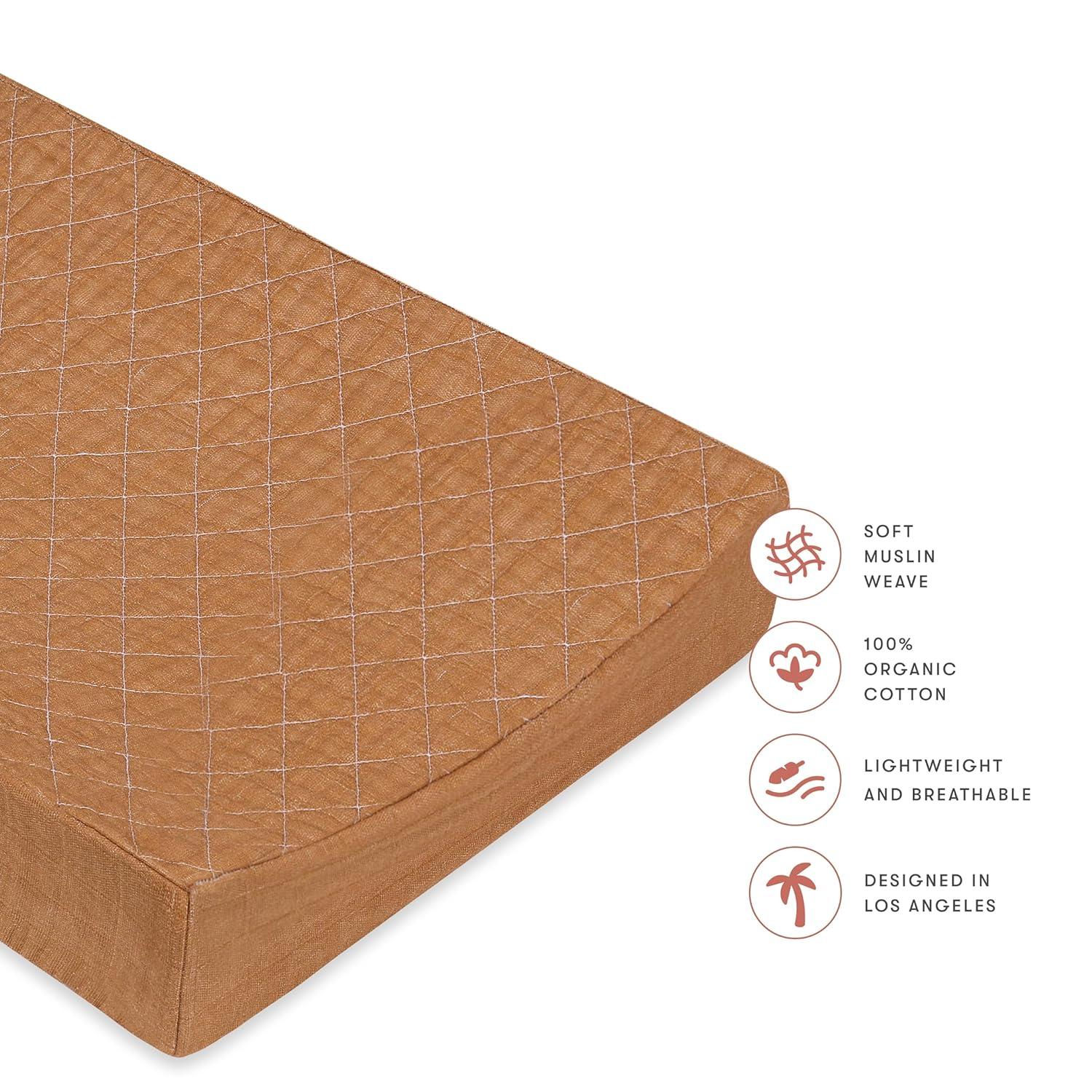Burnt Sienna Quilted Muslin Changing Pad Cover