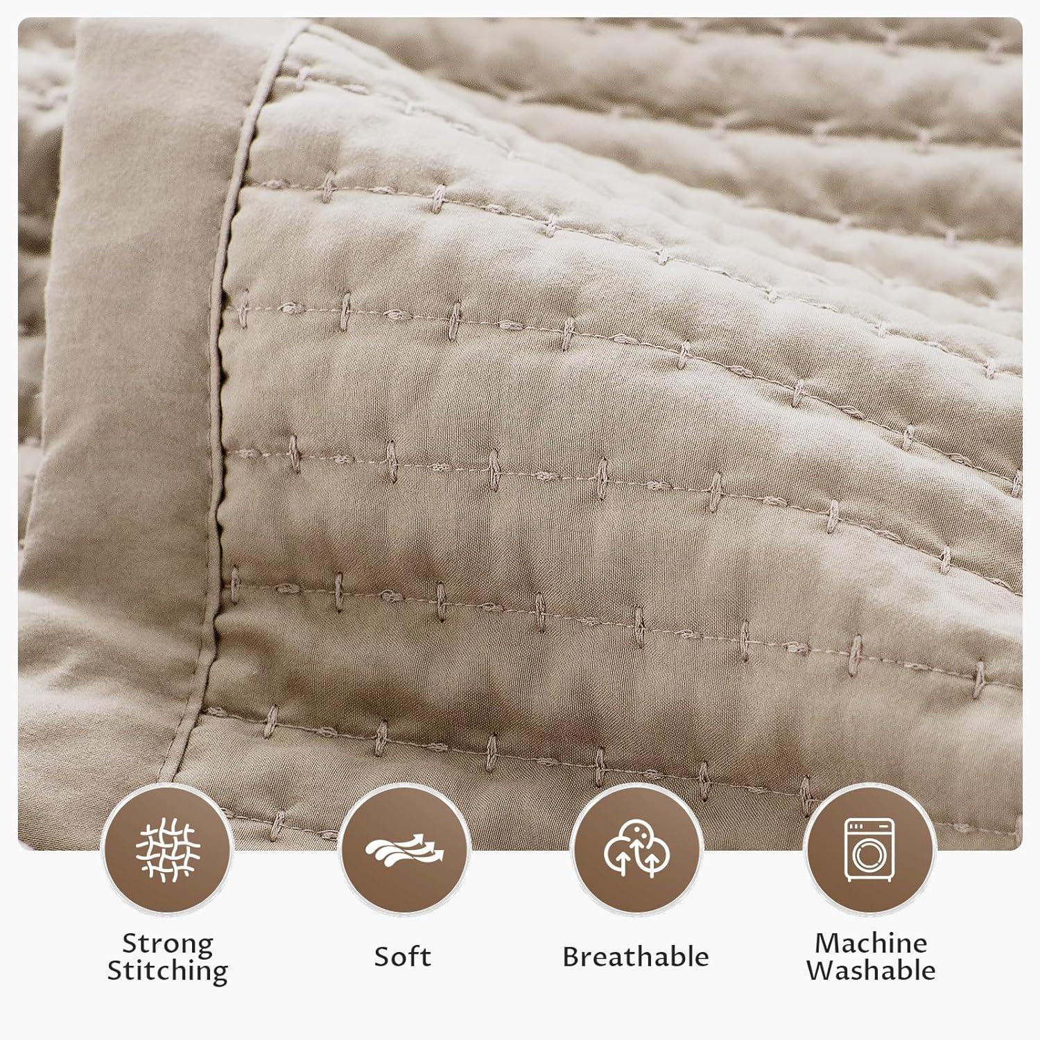 Camel King Reversible Microfiber Quilt Set