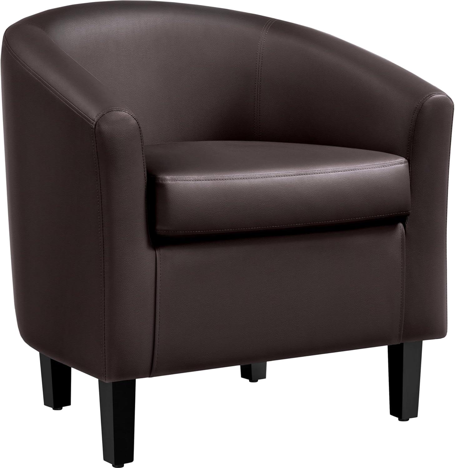 Yaheetech Faux Leather Accent Arm Chair For Living Room, Espresso