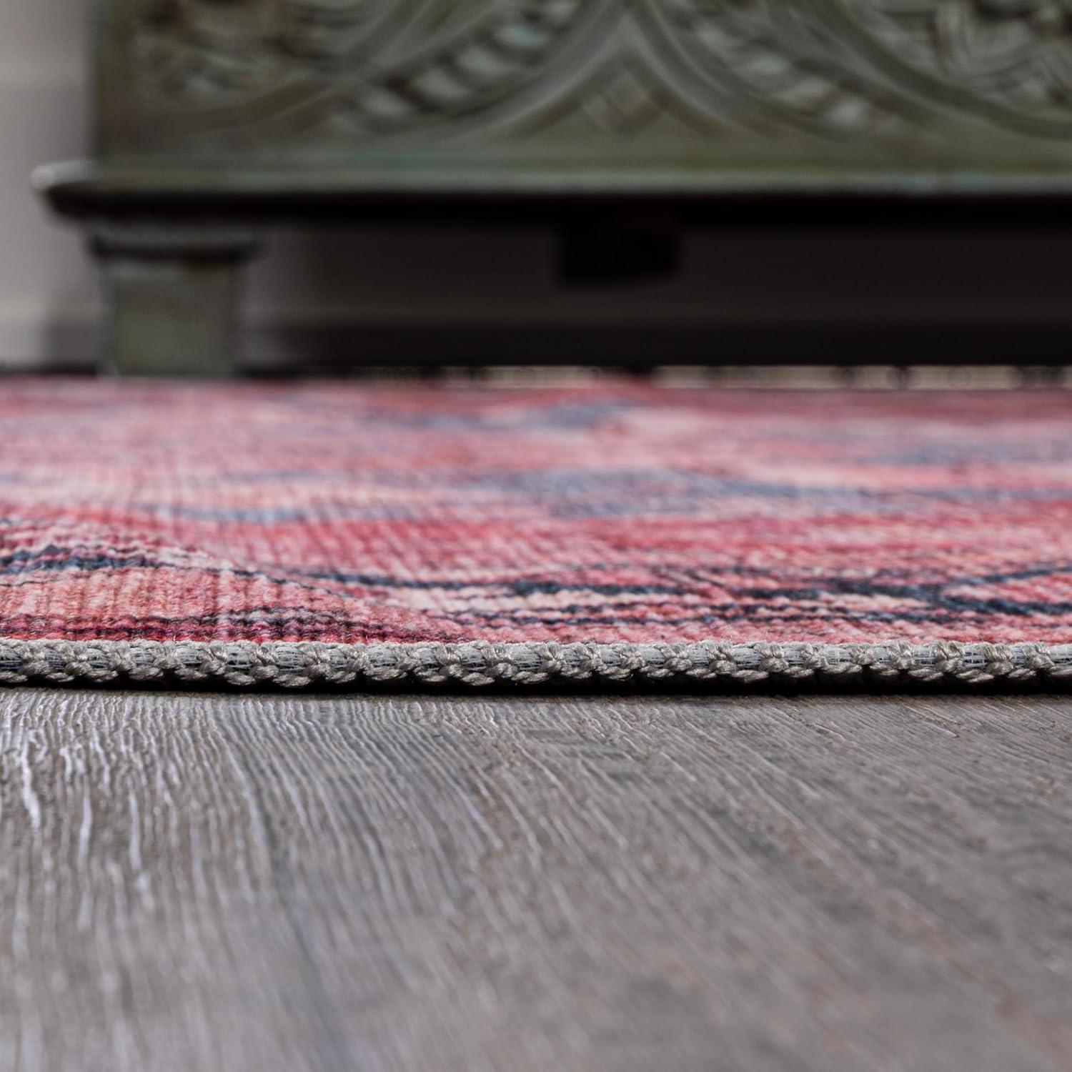 Maris Ornate Medallion Machine-Washable Red/Black/Blue 2 ft. x 8 ft. Runner Rug - JONATHAN Y