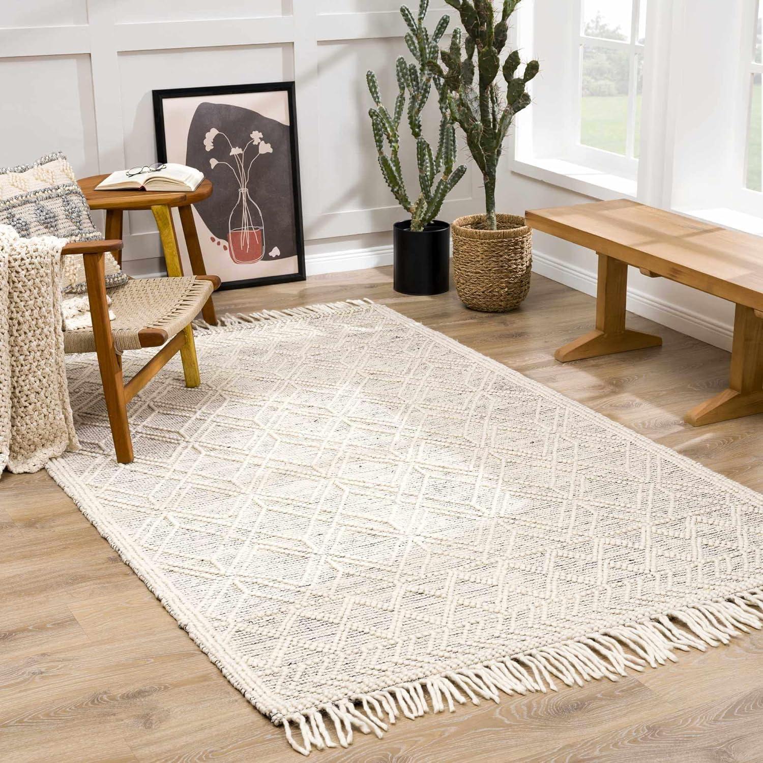 Hauteloom Ramsbury Beige Trellis Wool Rug