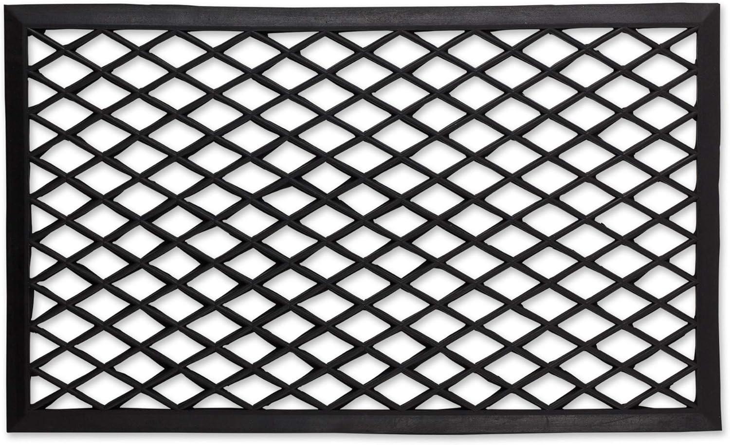 Diamond Lattice 18" x 30" Black Rubber Outdoor Doormat