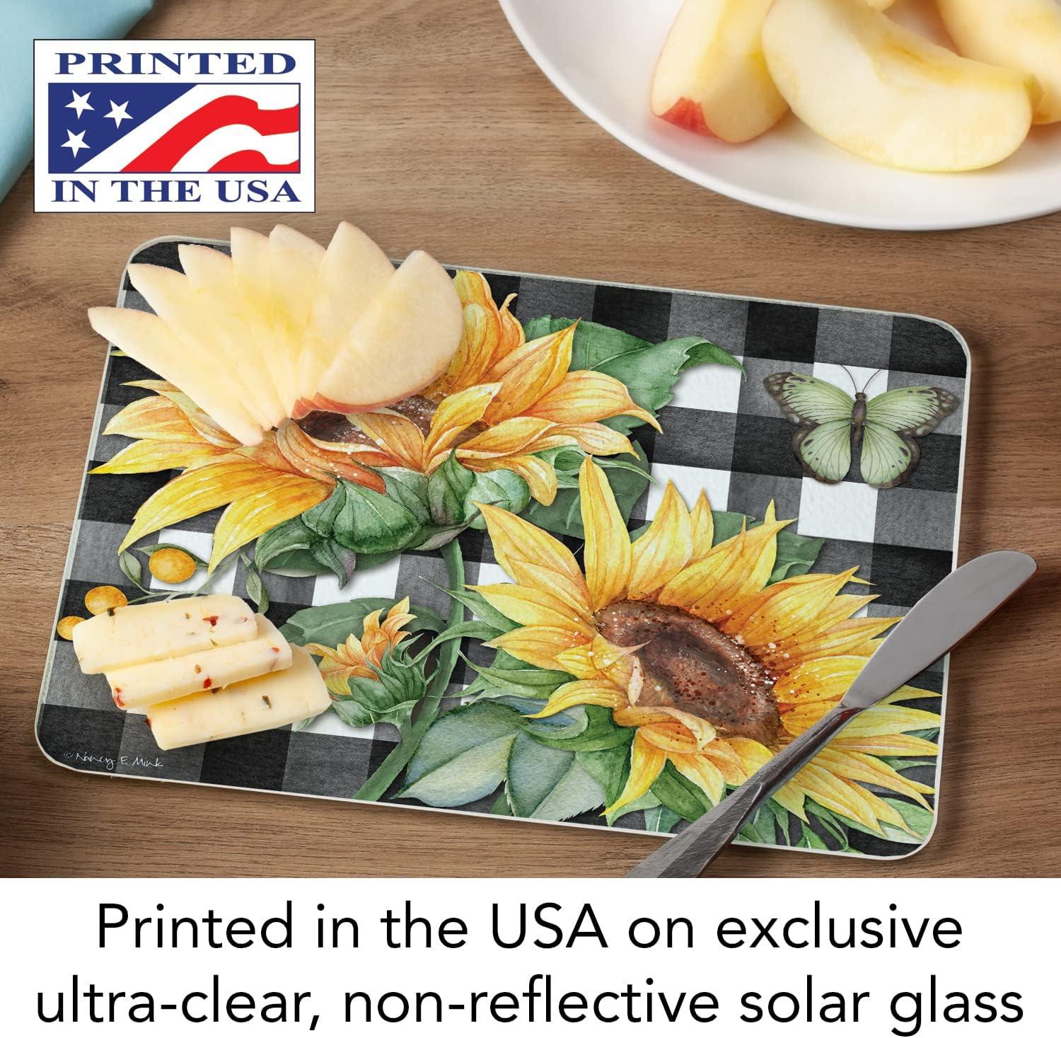 CounterArt Sunflower Fields Tempered Glass Cutting Board 10" x 8"