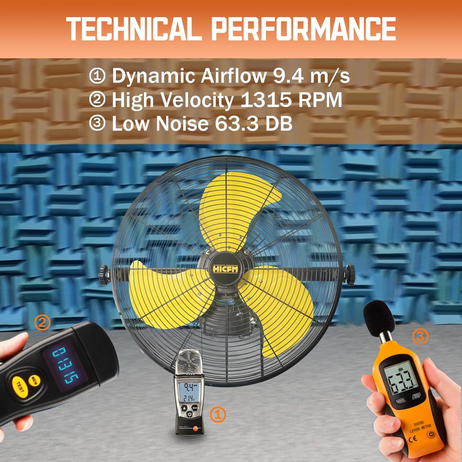 High Velocity Yellow and Black 20-inch Outdoor Wall Mounted Fan