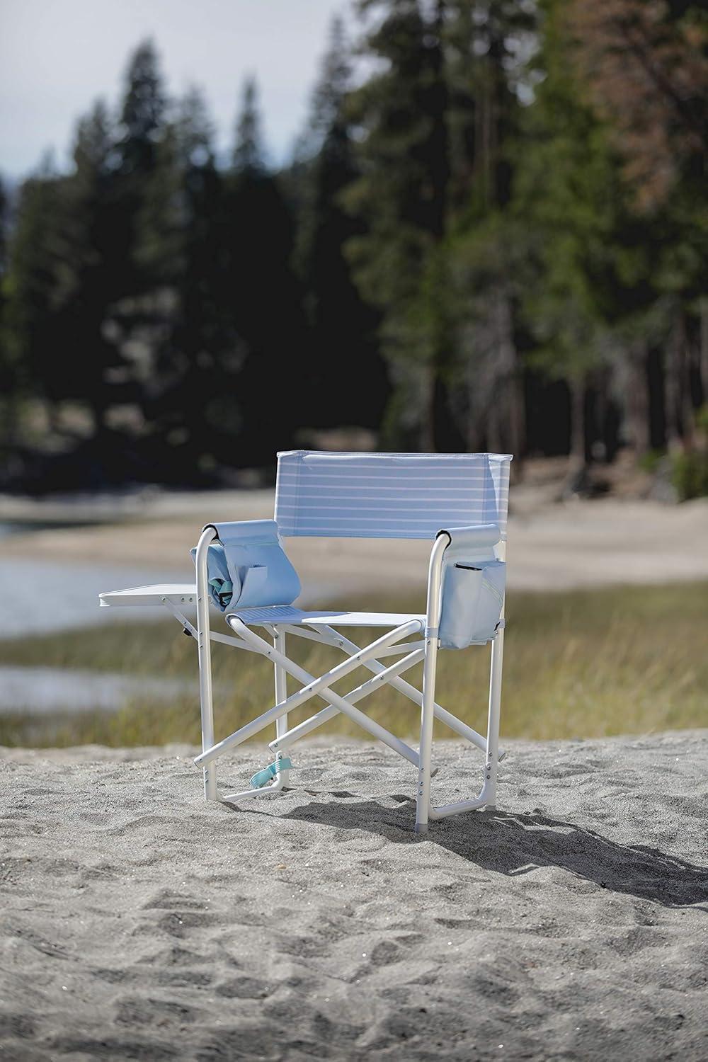 Picnic Time Outdoor Directors Chair - Mod Denim Stripes