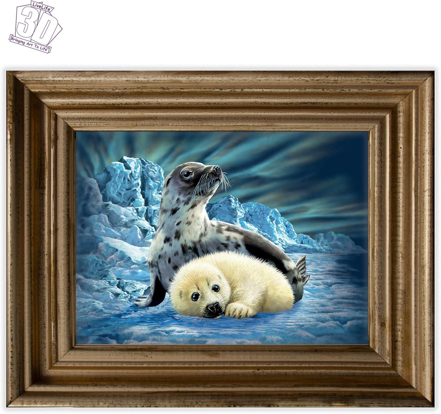 3D LiveLife Lenticular Wall Art Prints - Harp Seals from Deluxebase. Unframed 3D Ocean Poster. Perfect wall decor. Original artwork licensed from renowned artist, Steven Michael Gardner