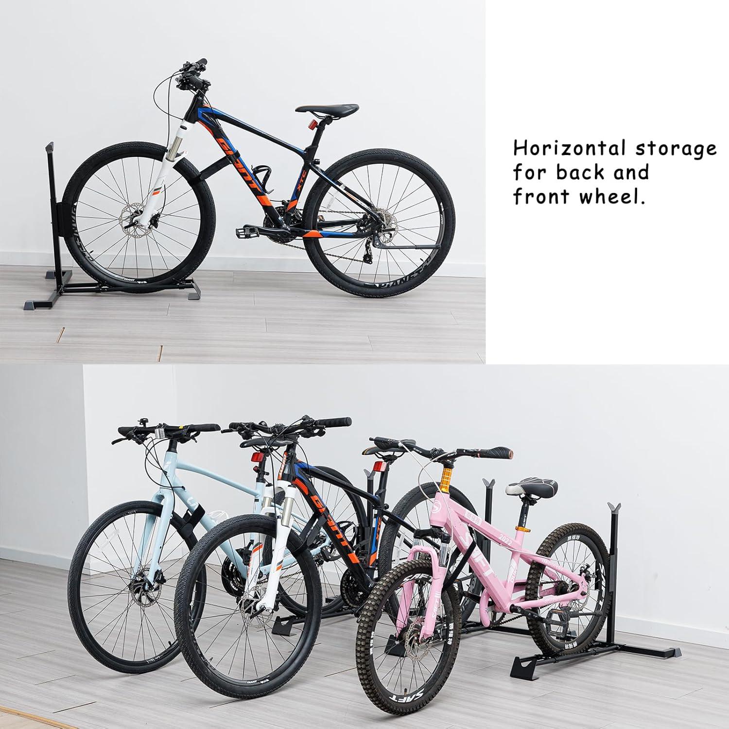 YueTong Heavy Duty Bike Stand - Vertical & Horizontal Storage, Upright Bicycle Stand for Indoor & Garage, Suits MTB, Road & E-bike (2 Pack)