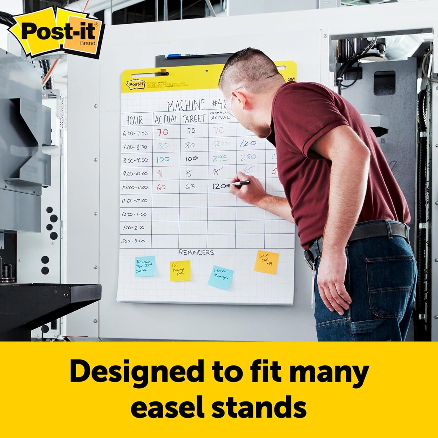 Post-It Self-Stick Easel Pad, 25 x 30 Inches, Grid Ruled, 30 Sheets, Pack of 4