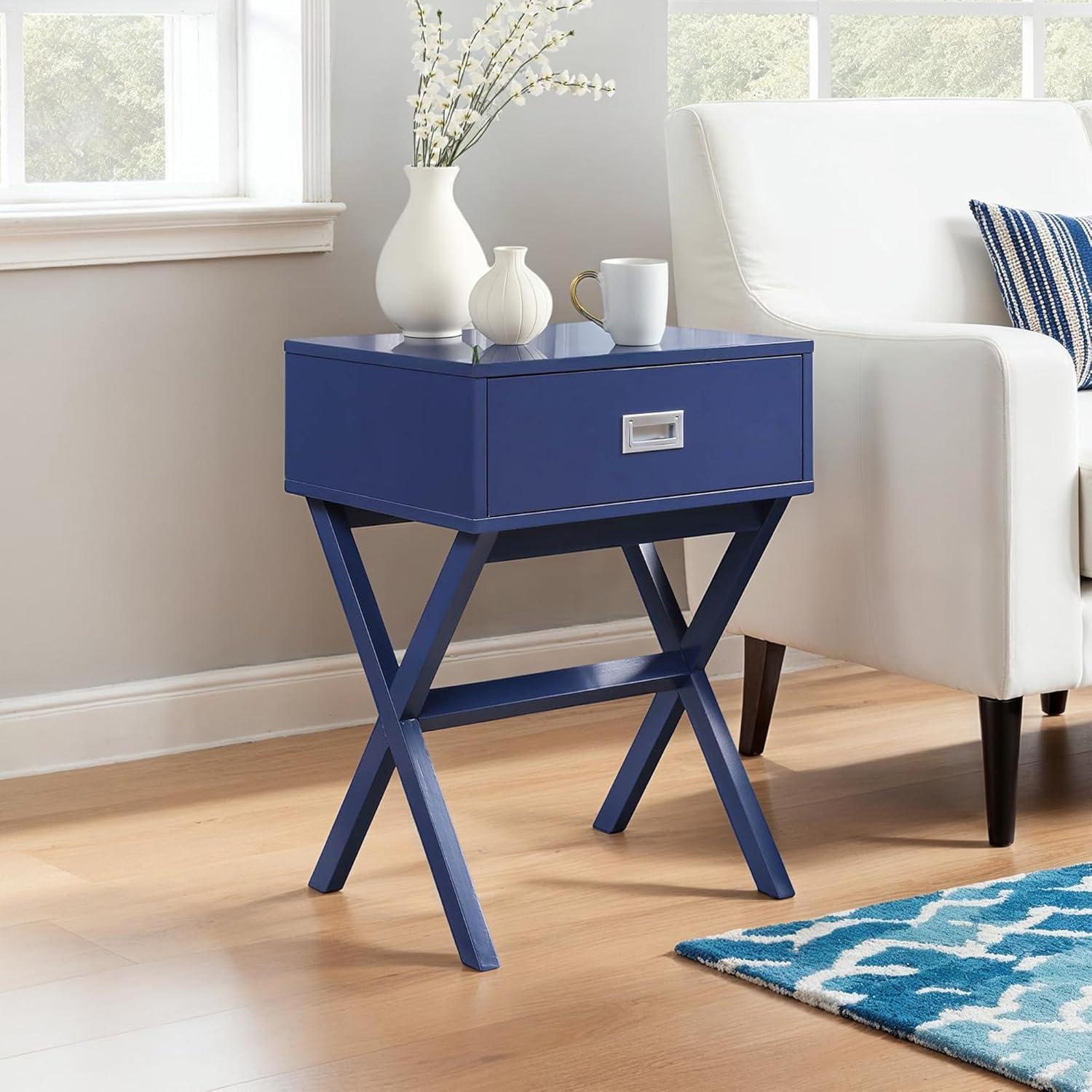 Convenience Concepts Designs2Go Landon 1 Drawer End Table, Cobalt Blue