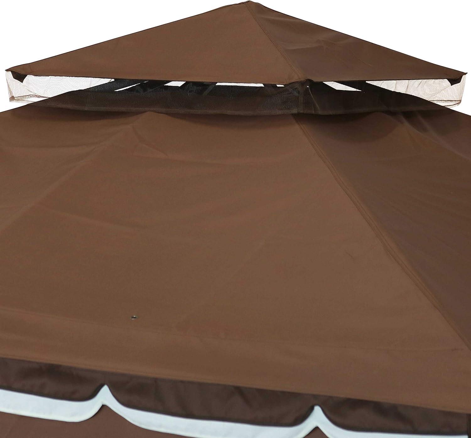 Sunnydaze Outdoor Rectangle Soft Top Patio Gazebo with Screens and Privacy Walls - 10' x 10' - Brown