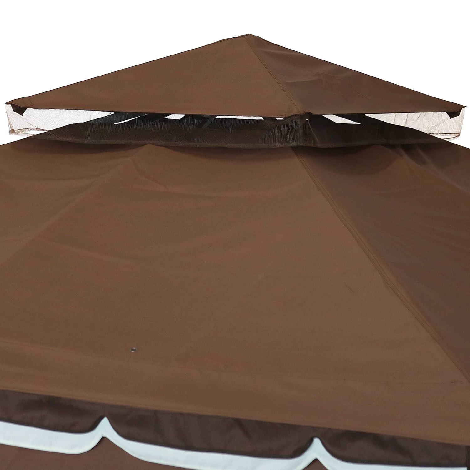 Sunnydaze Outdoor Rectangle Soft Top Patio Gazebo with Screens and Privacy Walls - 10' x 10' - Brown