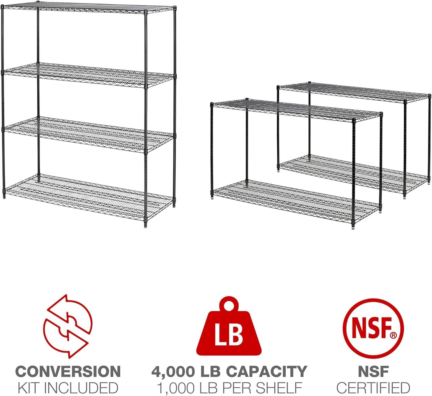 Alera ALESW206024BA 60 in. x 24 in. x 72 in. 4-Shelf All-Purpose Wire Shelving Starter Kit - Black Anthracite Plus