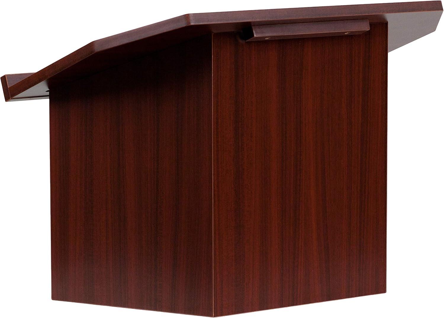 Collette Foldable Tabletop Lectern in Mahogany - Slanted Top with Ledge