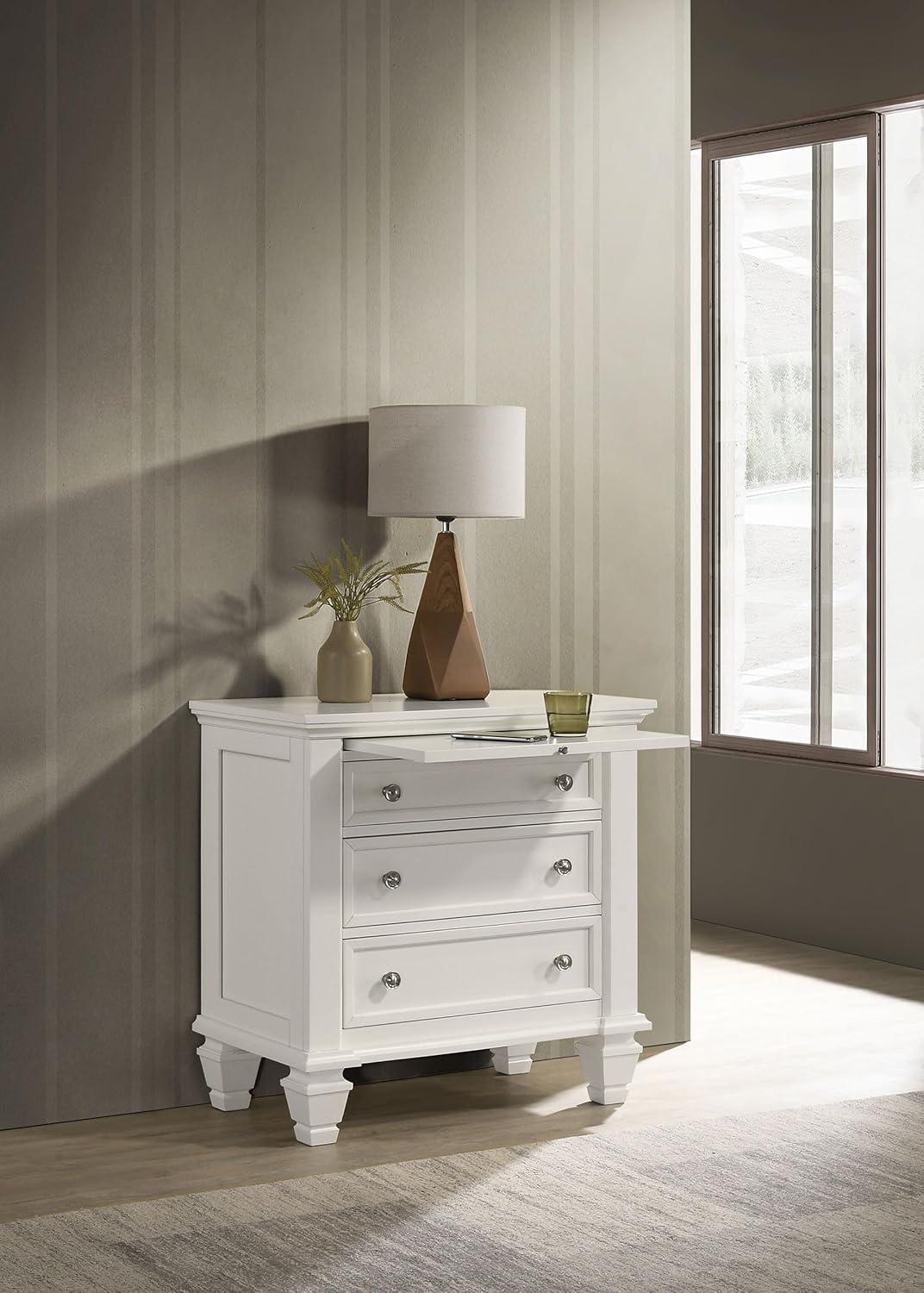 Coaster Sandy Beach Coastal 3-Drawer Wood Nightstand in White