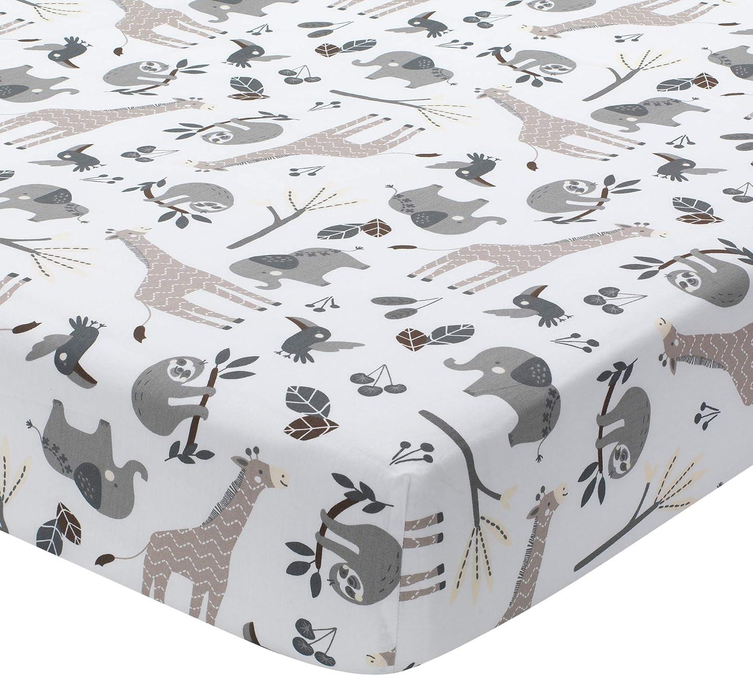 Lambs & Ivy Baby Jungle Animals 4-Piece Gray/White/Taupe Crib Bedding Set