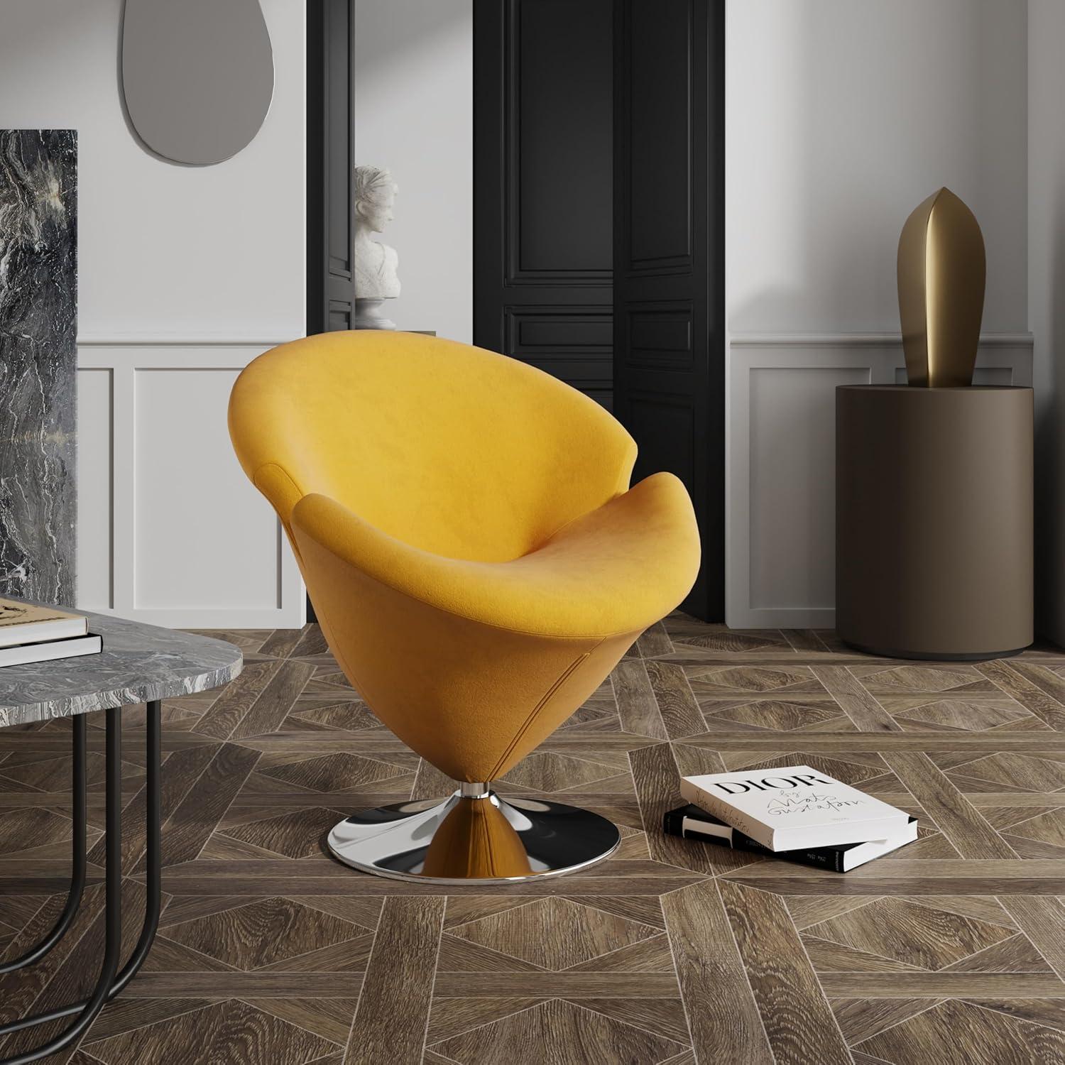 Everly Quinn Aanayah Velvet Swivel Barrel Chair