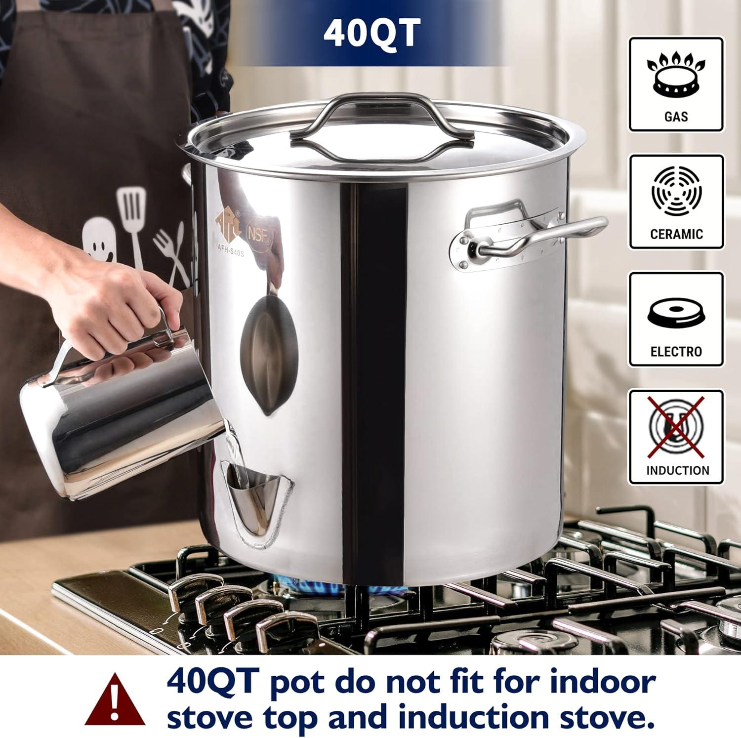 ARC USA Three in One 10 Gallon 40QT Stainless Steel Stock Pot Tamale Steamer with Lid & Steamer Rach