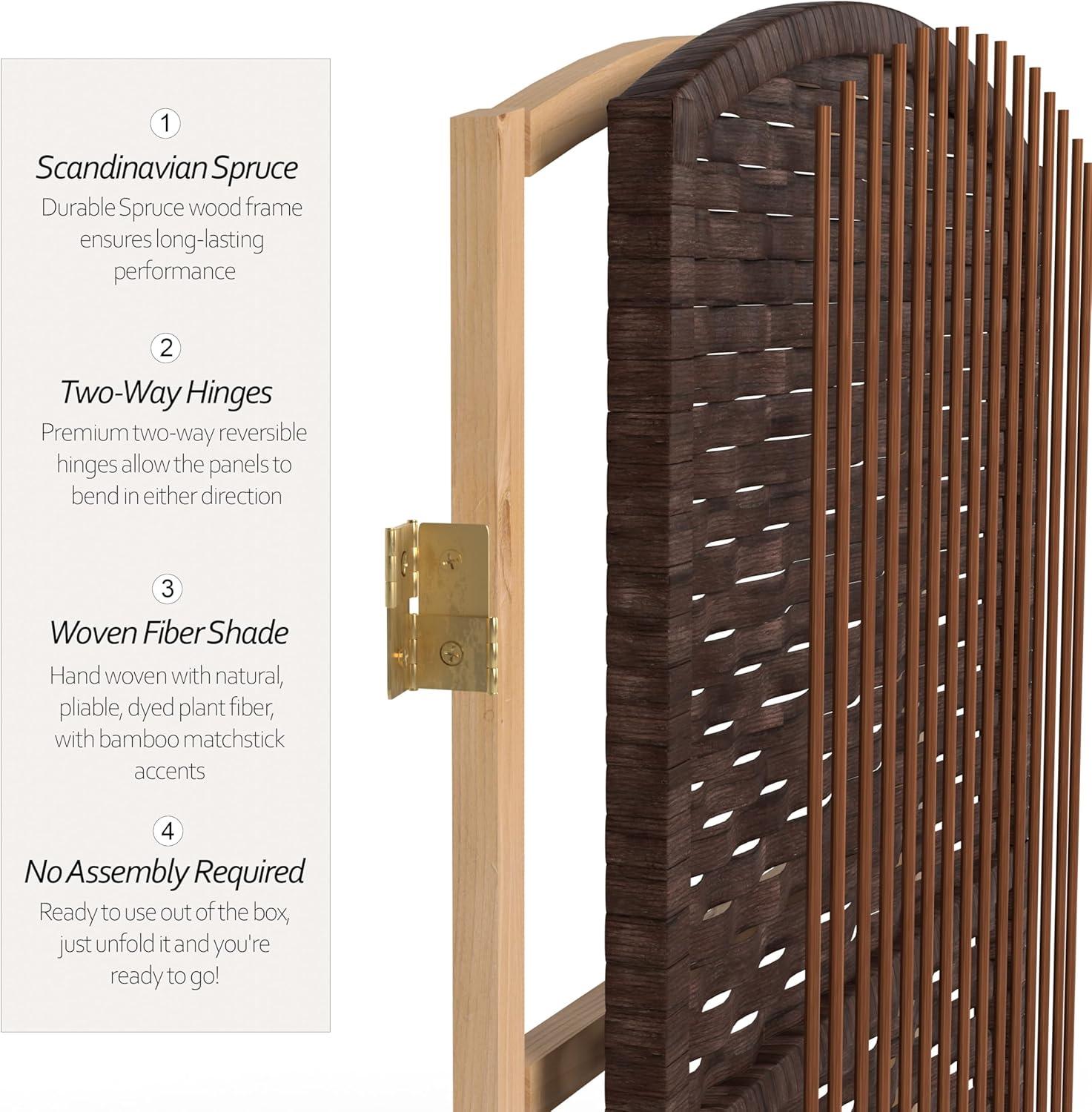 Oriental Furniture 6 ft. Tall Diamond Weave Room Divider - Dark Mocha - 4 Panel