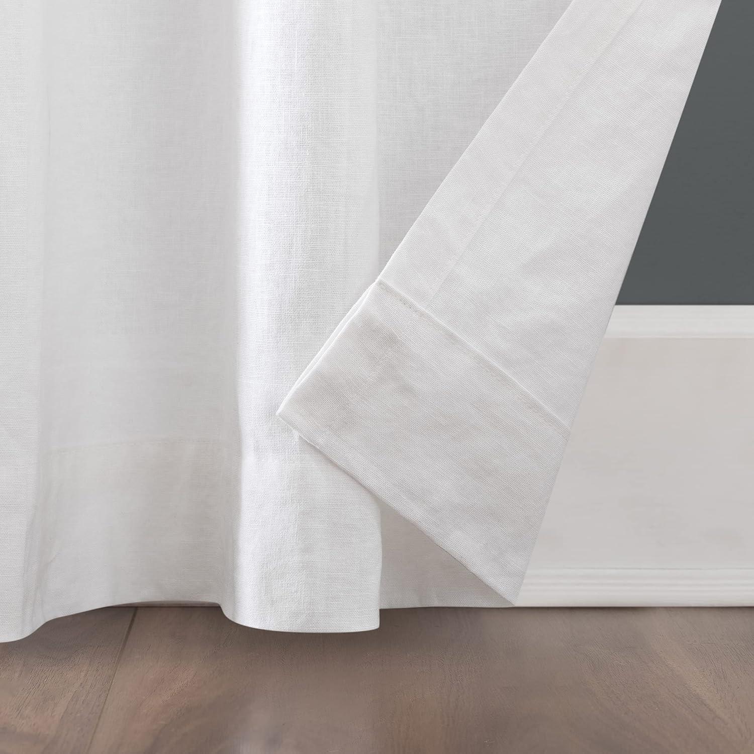 Archaeo Light Filtering Linen Cotton Blend Tab Top Curtain Panel White