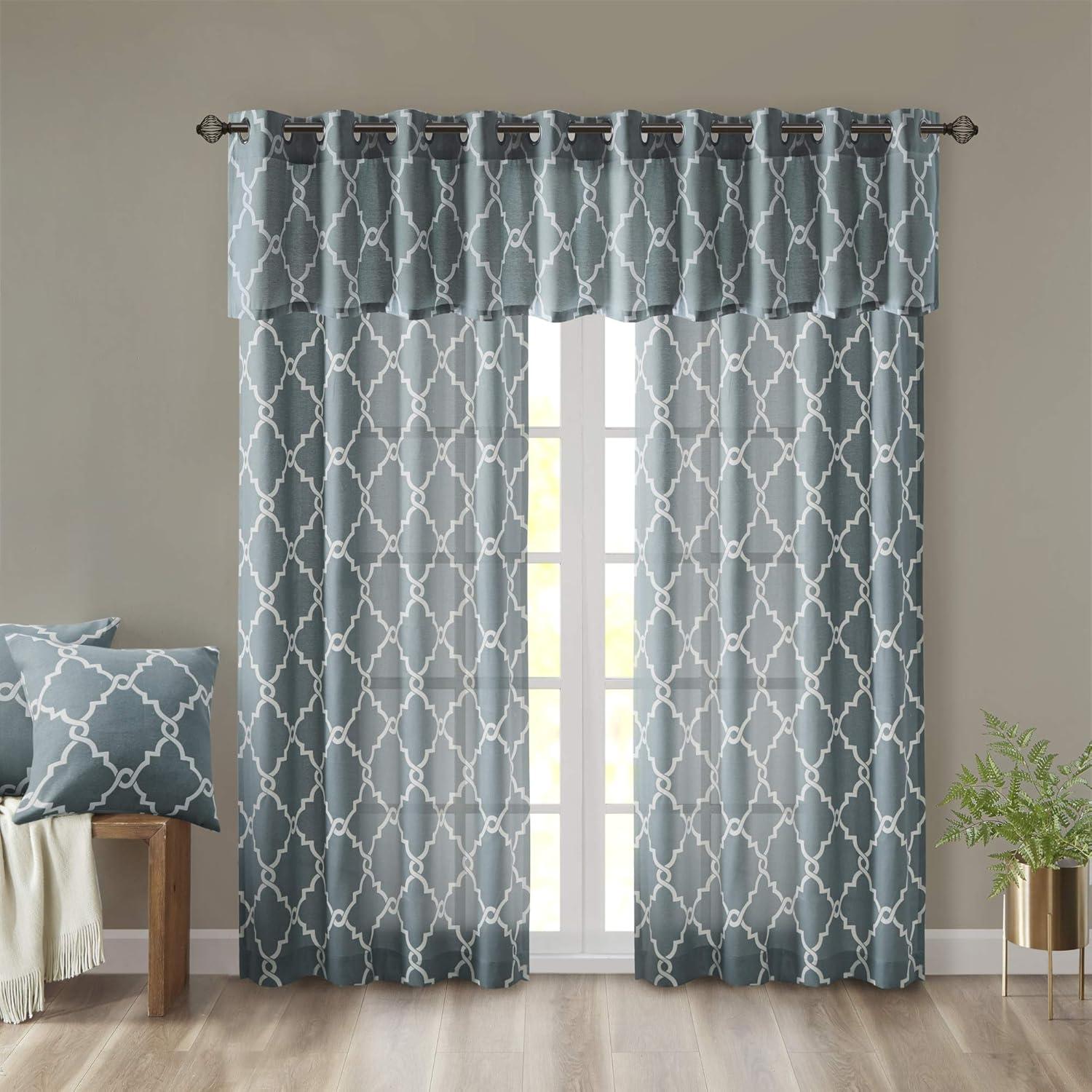 Madison Park Fretwork Print Grommet Top Window Curtain Panel