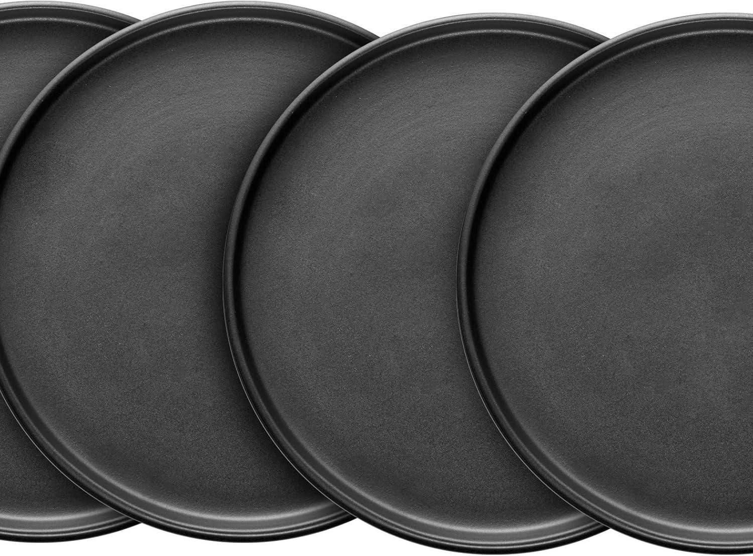 Stone Lain Coupe Stoneware Set of 4, Salad Plates, Black Matte