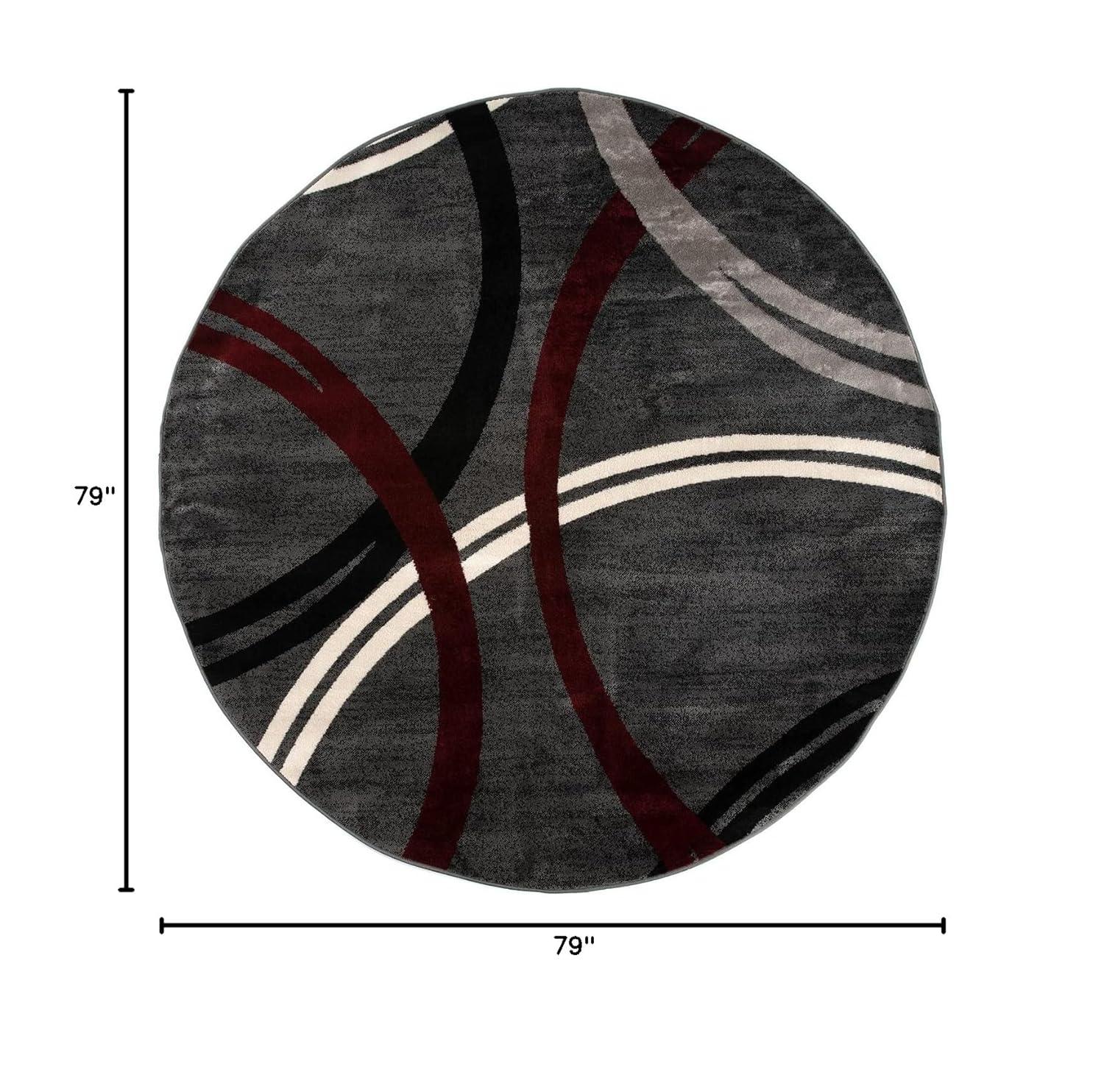 World Rug Gallery Contemporary Abstract Circles Design Red 6'6" Round Area Rug