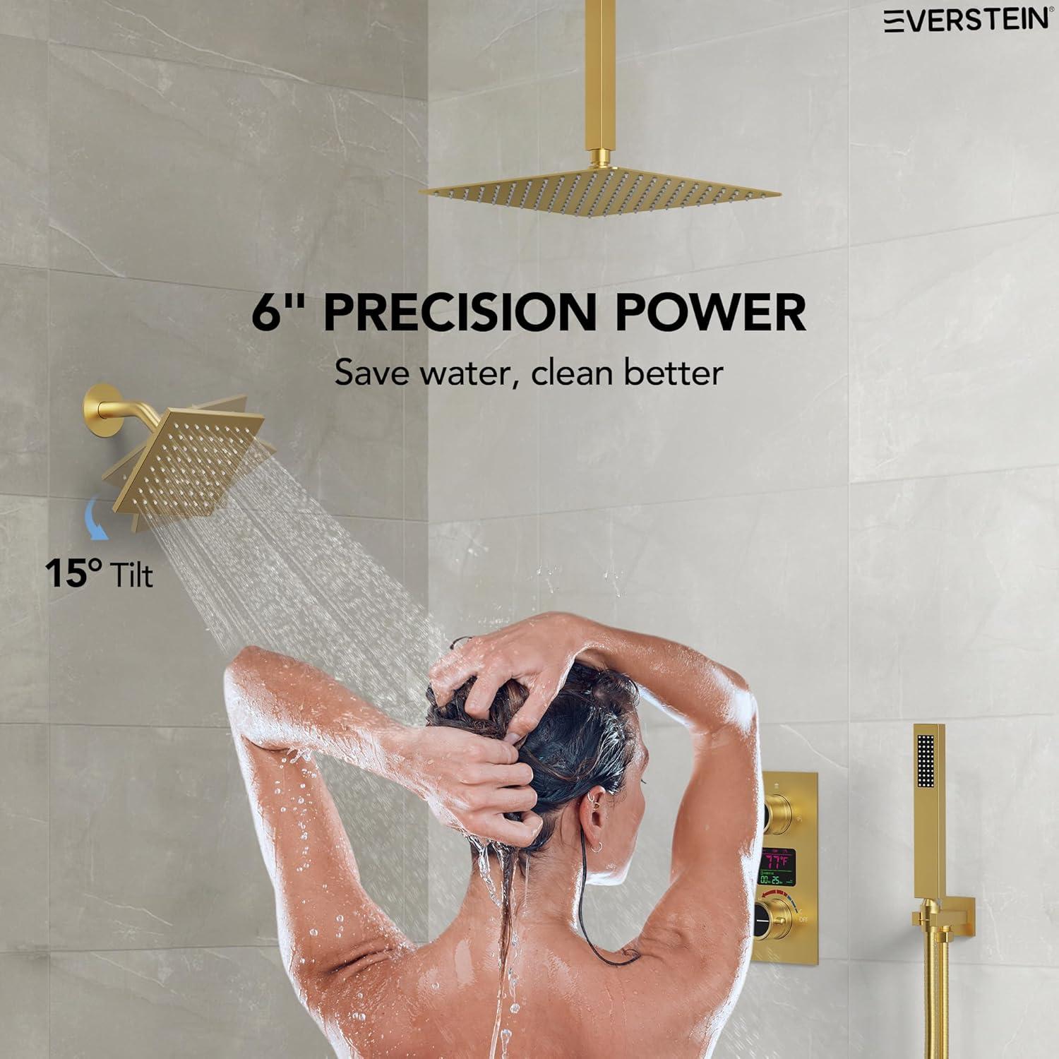Pressure Balancing Shower Faucet 12" High-Pressure Dual Showerheads with LCD Display