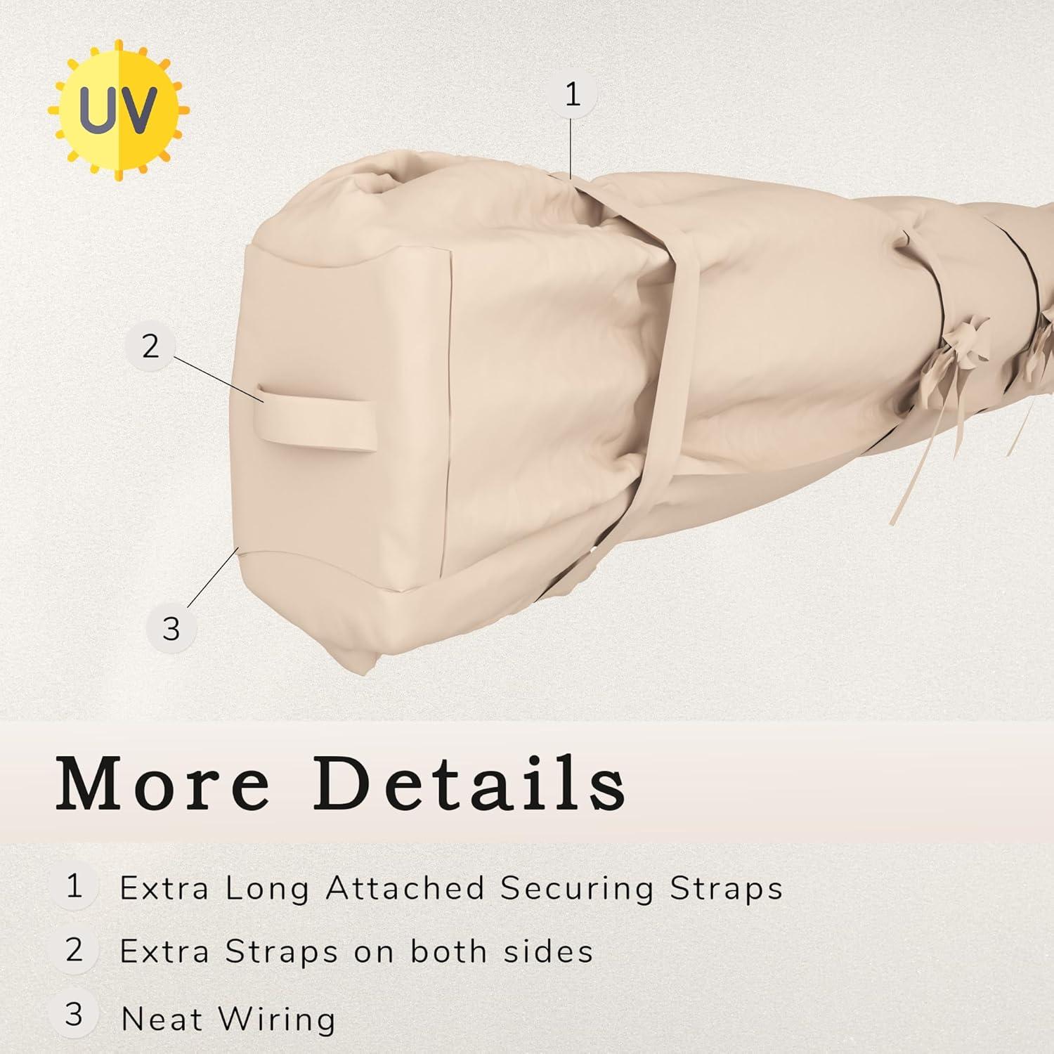 Beige Waterproof Polyester Retractable Awning Cover with Tie-Downs