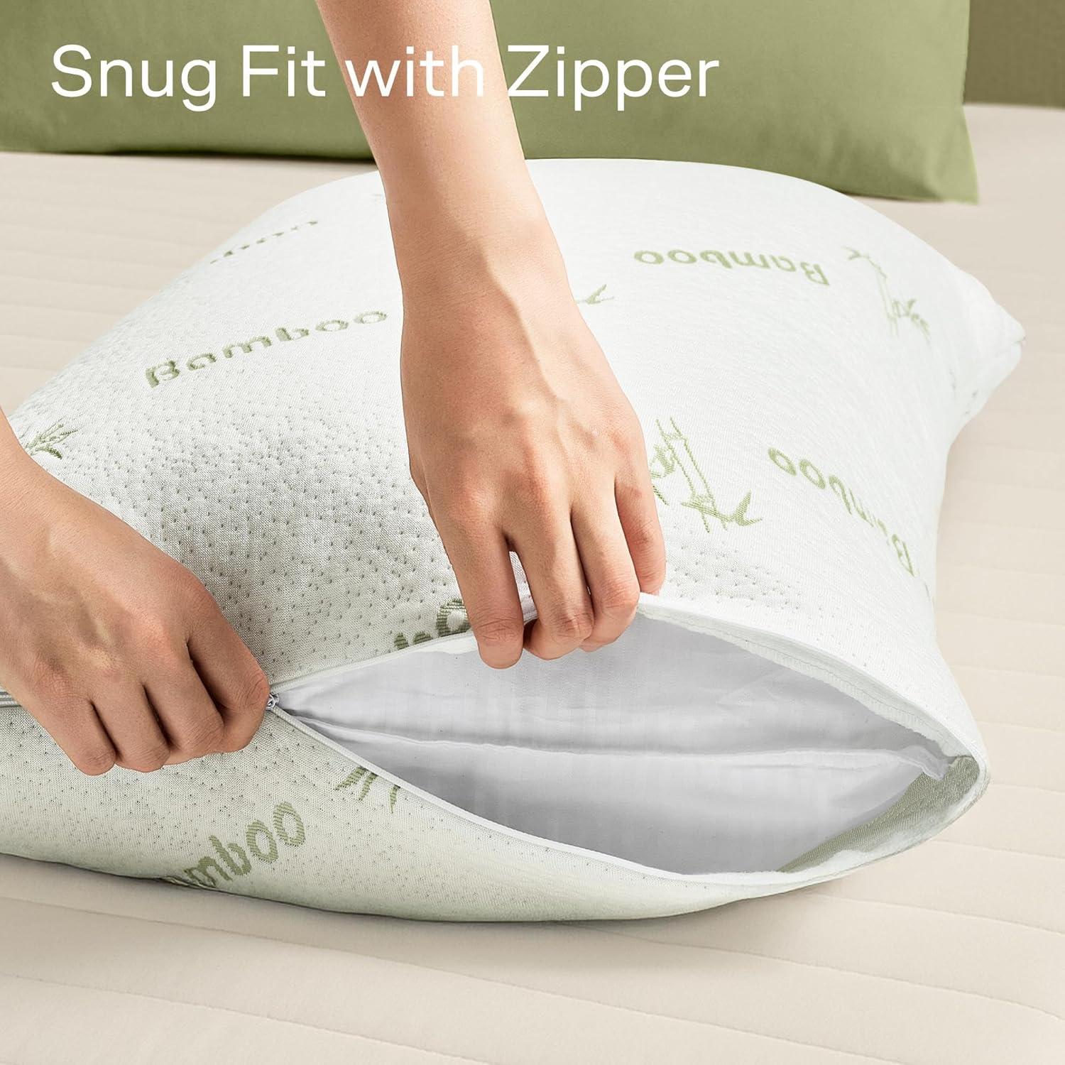 Niagara Sleep Solution Super Soft Bamboo Cooling Pillow Protectors Queen 2 PackPair Zippered Case, Guaranteed Noiseless Pad, Ultra Plush Absorbent Encasement (Queen 2 Pack 20x30)