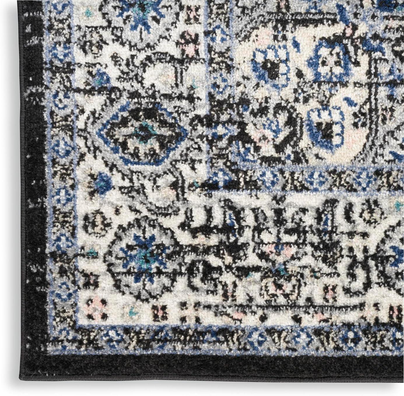 Nourison Passion Medallion Bohemian Indoor Rug Black Ivory 2'2" x 10'