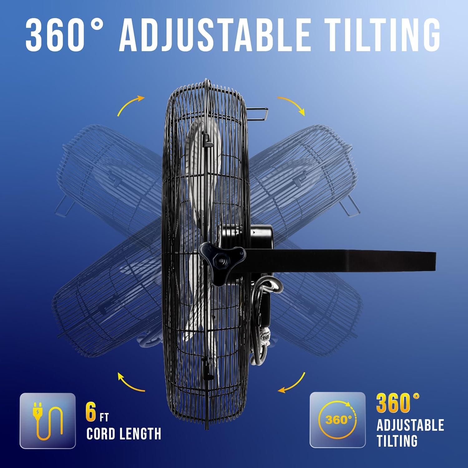 Tornado 18'' Black Aluminum Industrial Wall Fan