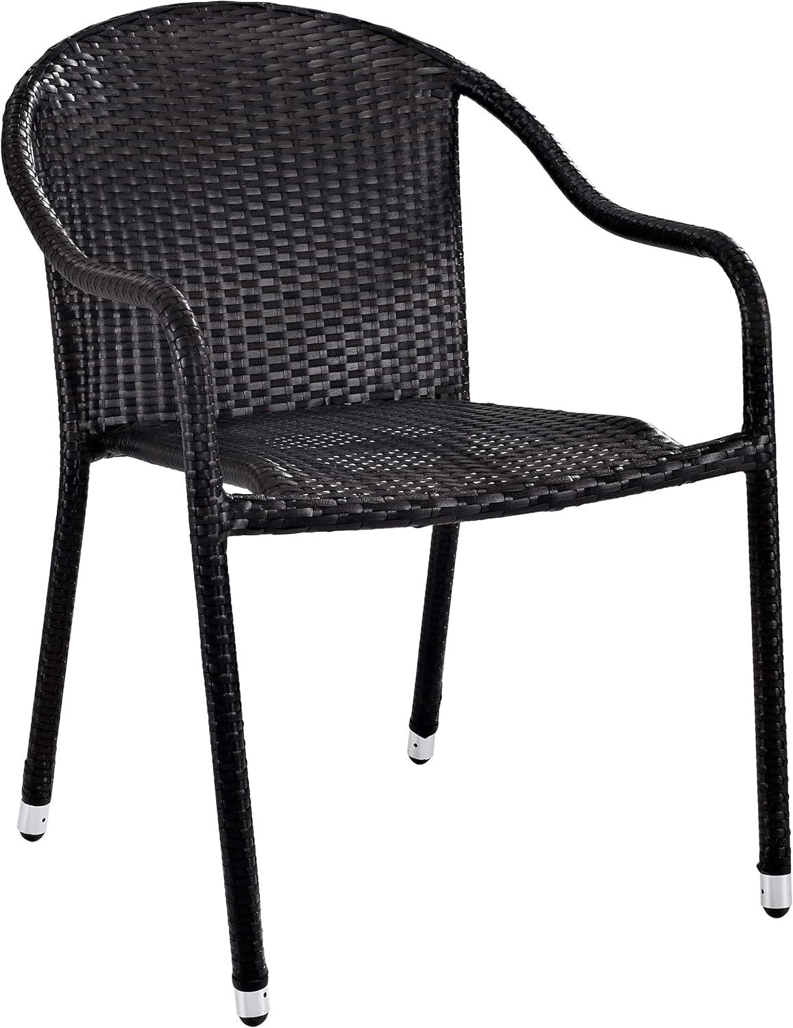 Palm Harbor 2pk Outdoor Wicker Stackable Chairs - Brown - Crosley: UV & Weather-Resistant, No Assembly, Steel Frame