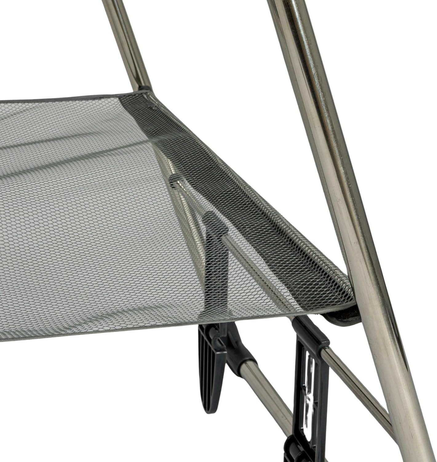 Household Essentials Multi Tier Stainless Steel Laundry Drying Rack with T Bar and Two Side Wings, Silver