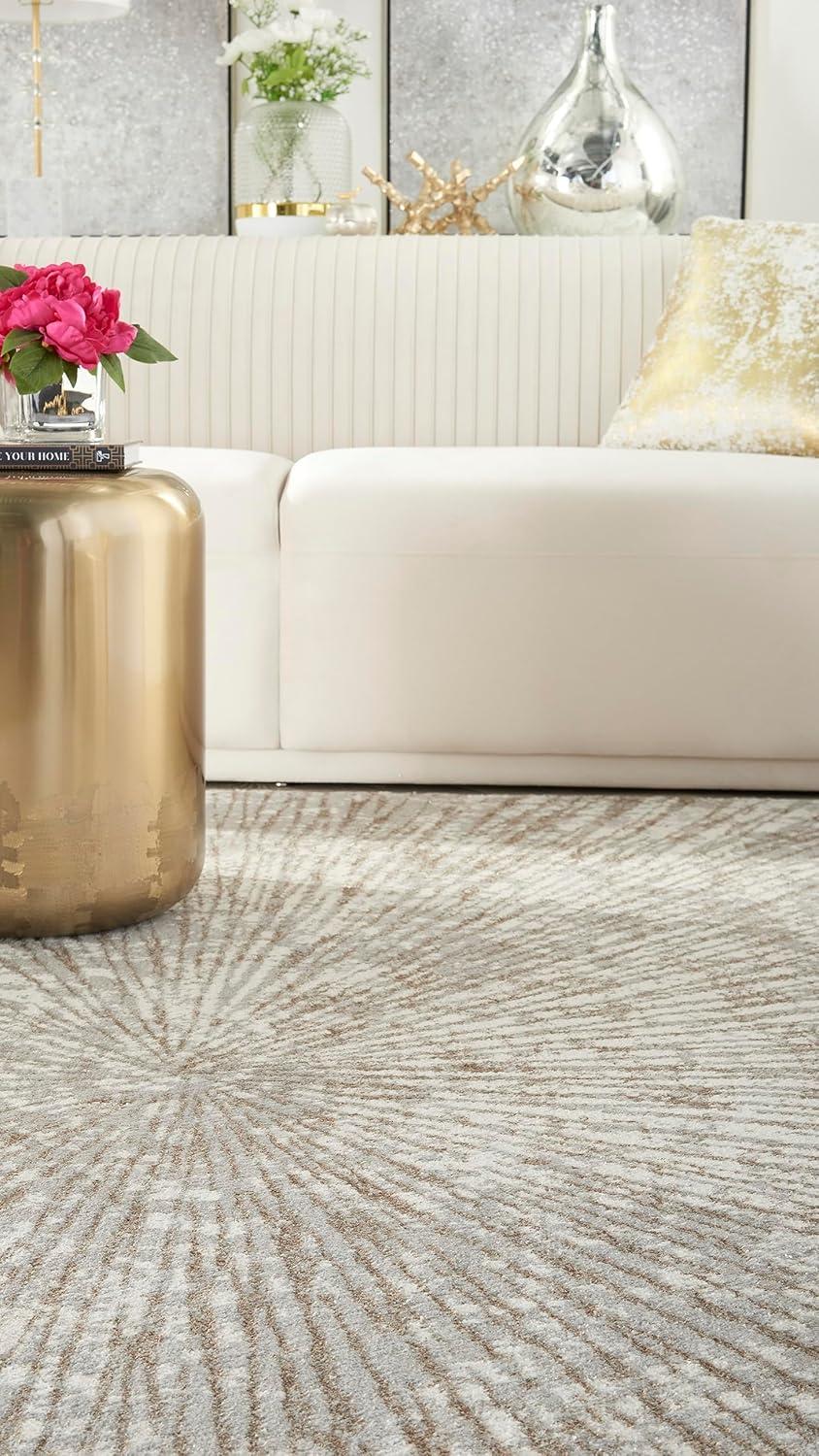 Nourison Glow 5'3" x 7'3" Grey Mocha Glam Indoor Rug
