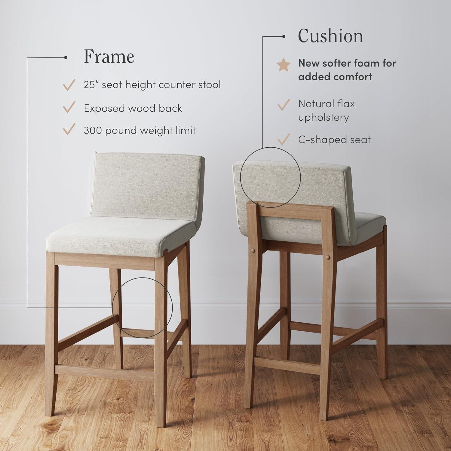 Nathan James Upholstered Wooden Stool
