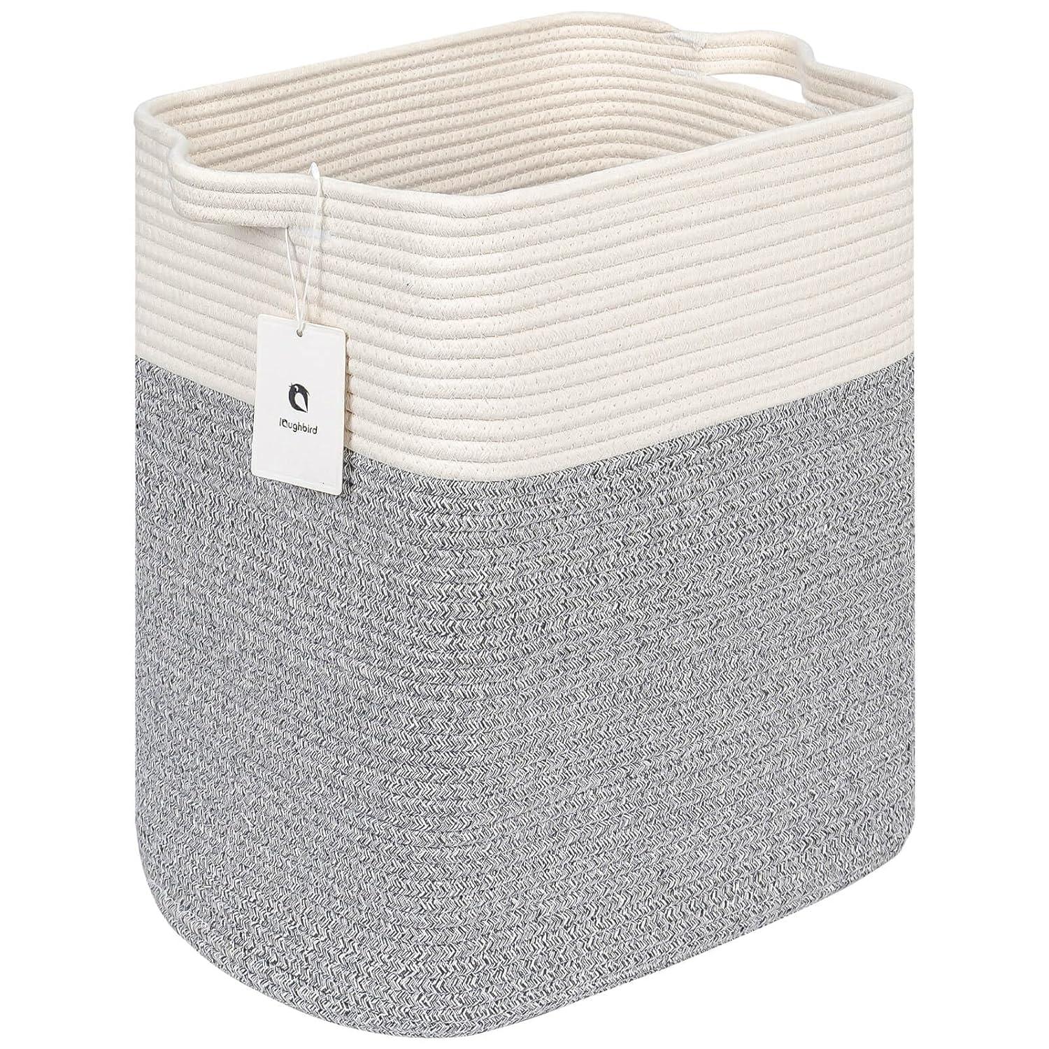Hamper Toy Storage Collapsible Laundry Bin, Medium Fabric Organizer, 2pack - Silver Gray