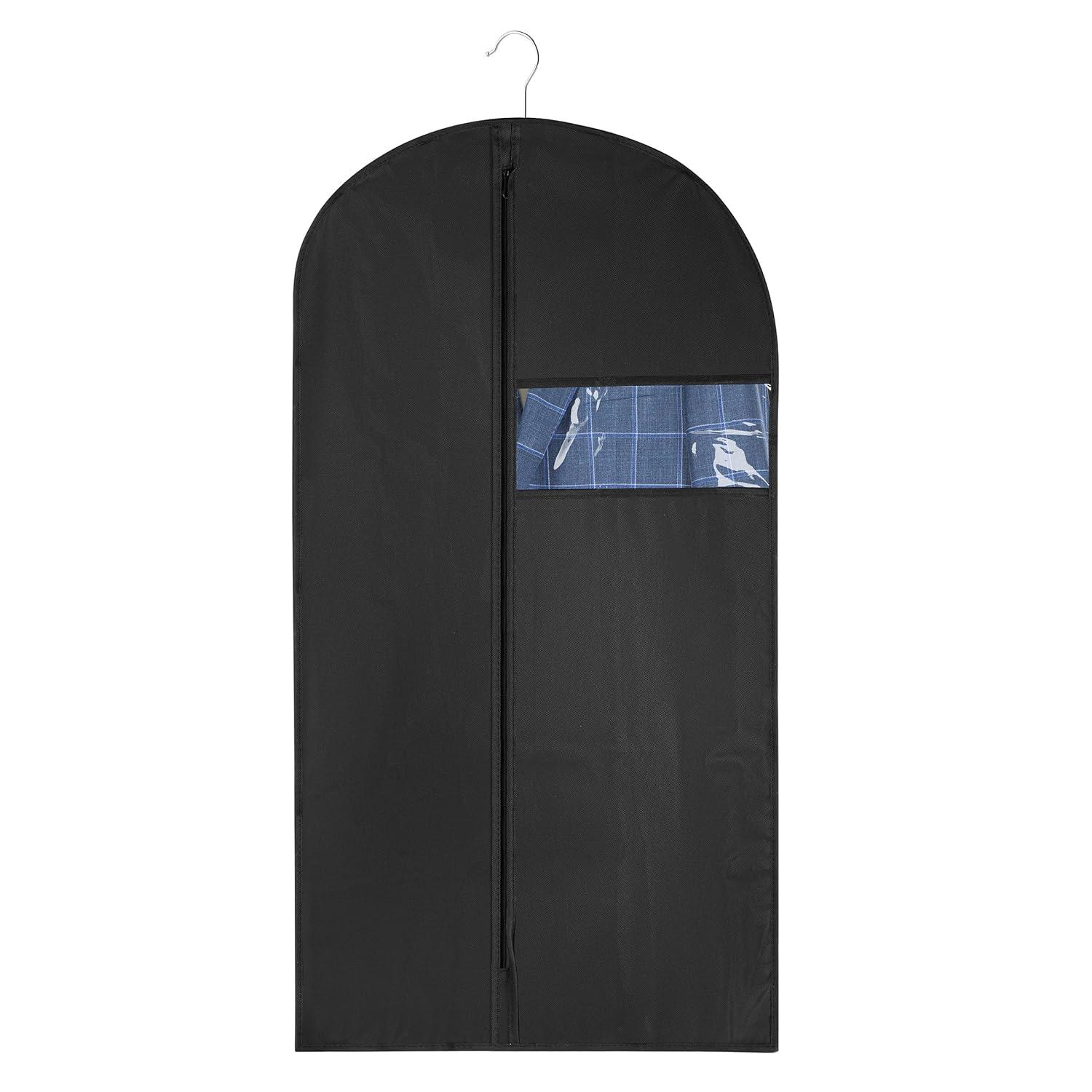 Fabric Garment Bag 42 Inch - Pack of 2 Hanging Clothing Storage Bags for Closet or Travel - Suit, Dress, Gown & Coat Protector with Zipper & Window - Dust Free Garment Covers