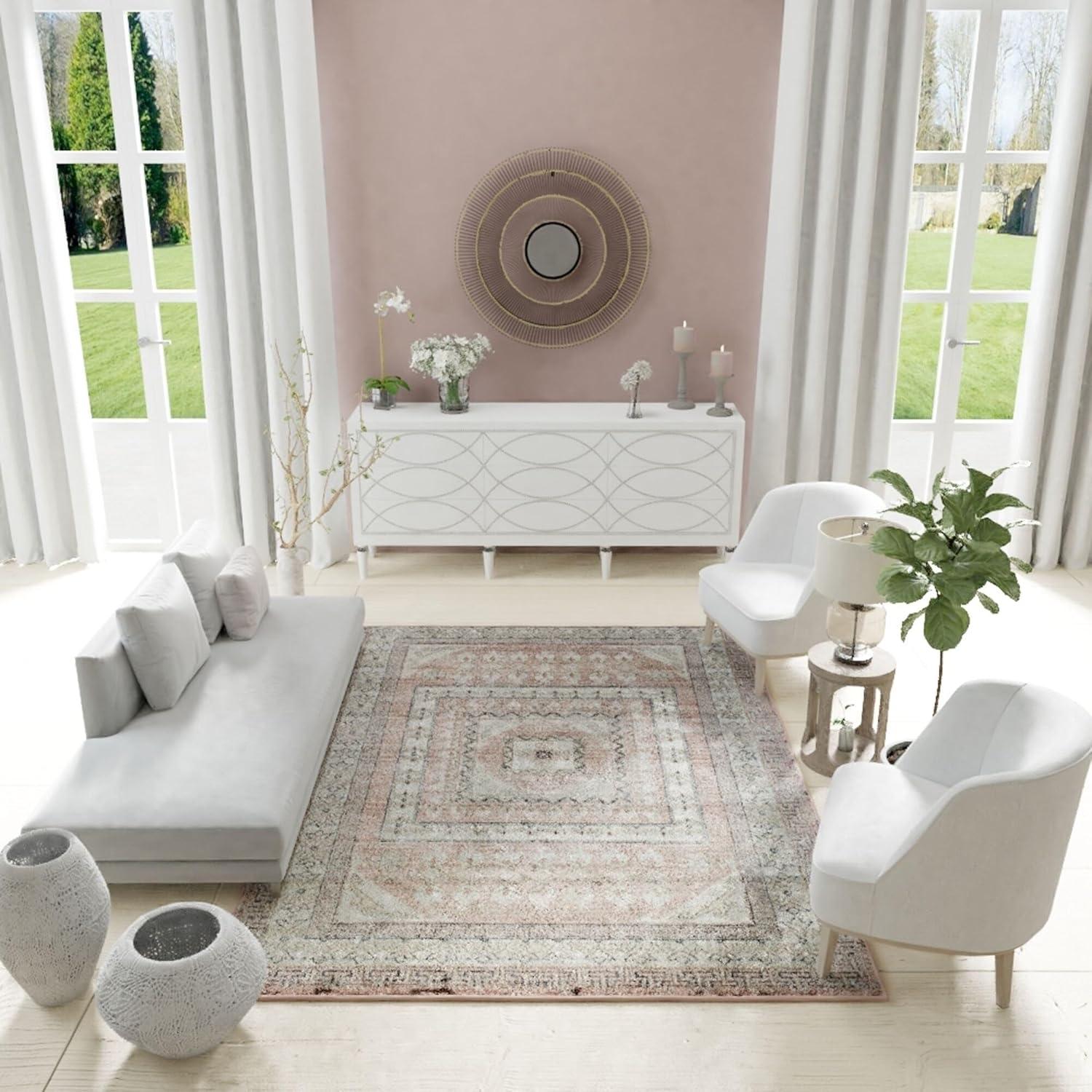 Rugs America Harper Pink Transitional Vintage Area Rug