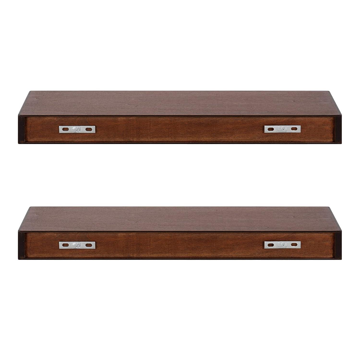 2pc 24" Havlock Wood Shelf Set Walnut Brown - Kate & Laurel All Things Decor: Easy Install, Storage Display