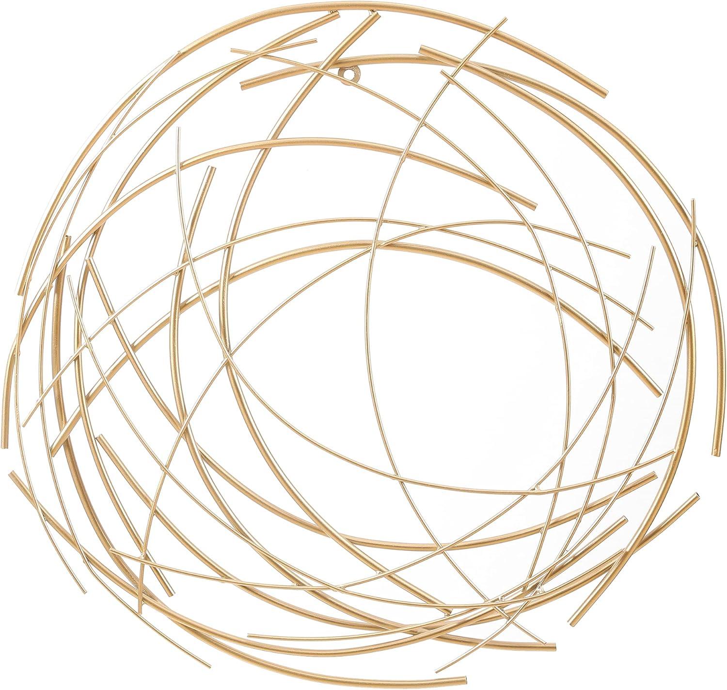 Gold Abstract Iron Sticks Round Wall Sculpture, 26 Inch