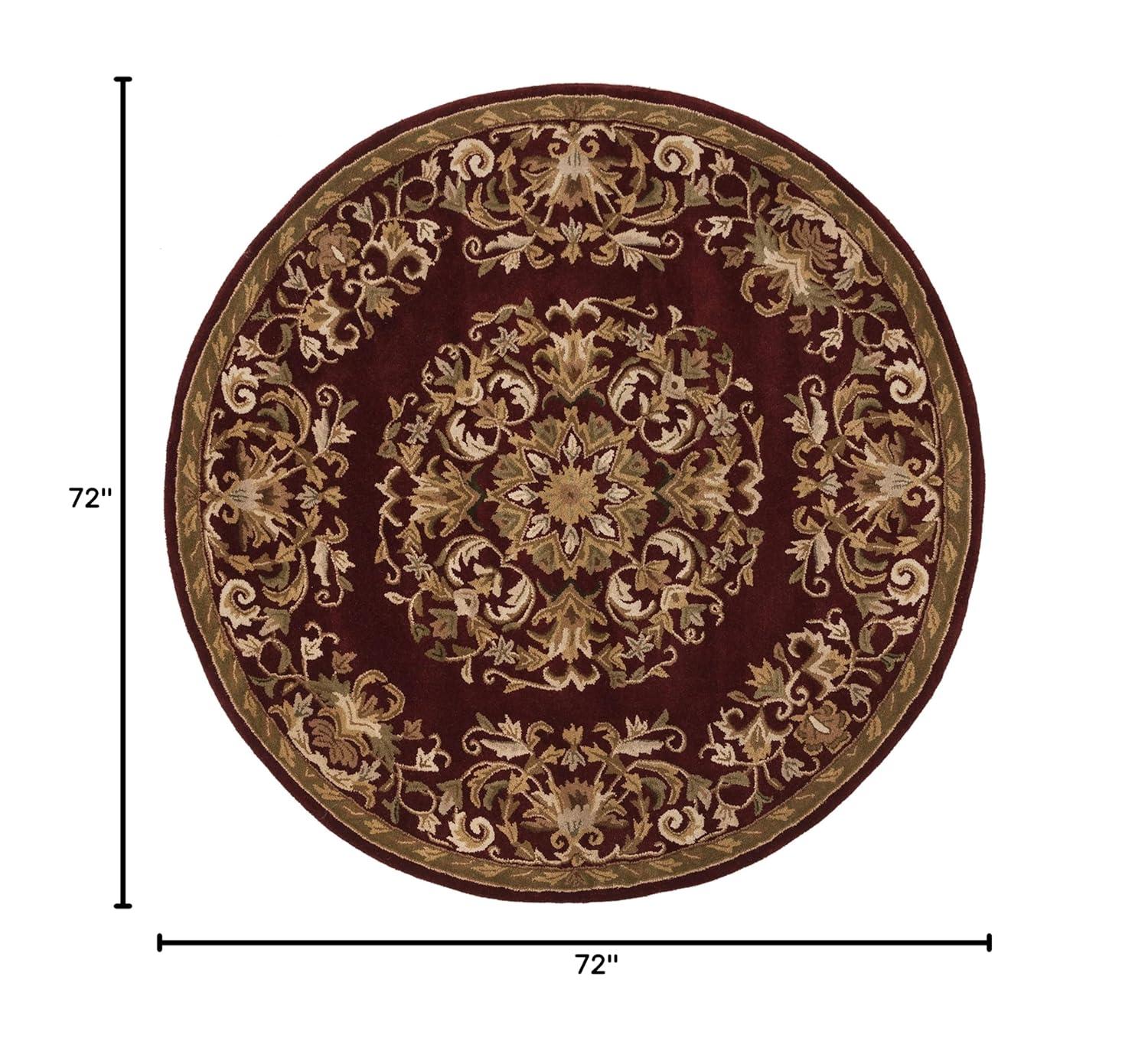 Heritage HG640 Handmade Area Rug - 6' Round - Red - Safavieh