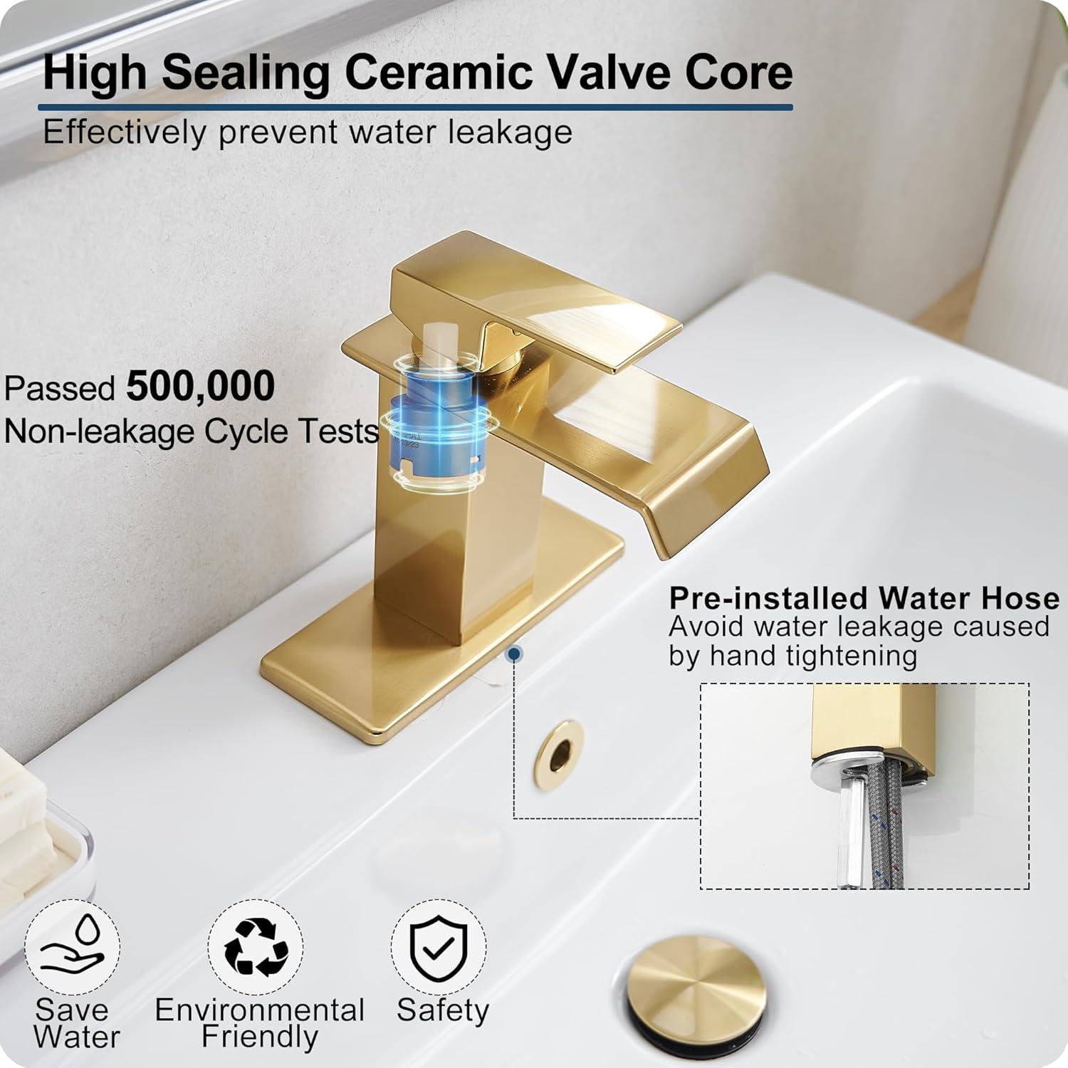 HGN Waterfall Spout Bathroom Faucet with Pop-up Drain