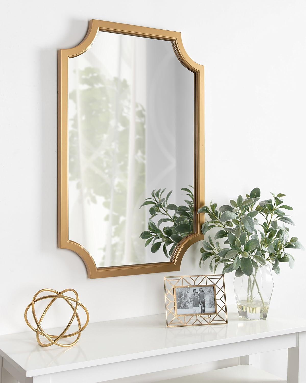 Kate and Laurel Hogan Wood Framed Mirror with Scallop Corners