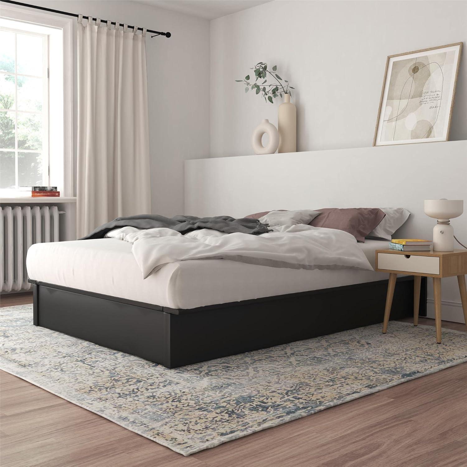 DHP Maven Upholstered Platform Bed, Full, Black Faux Leather