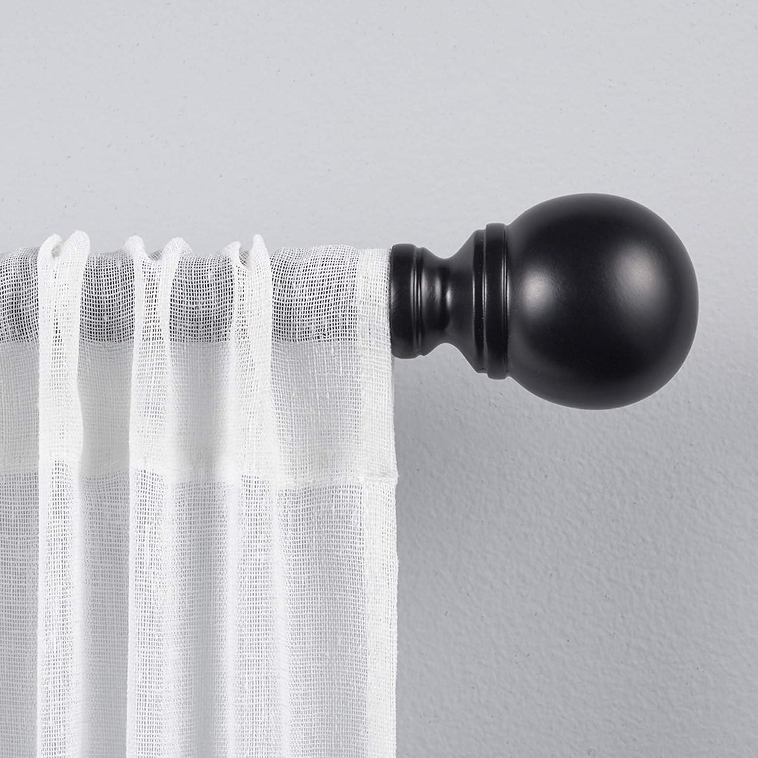 120"x66" Adjustable Sphere Curtain Rod & Finial Set Matte Bronze: 120 Inch, Iron, Single Rod, Exclusive Home