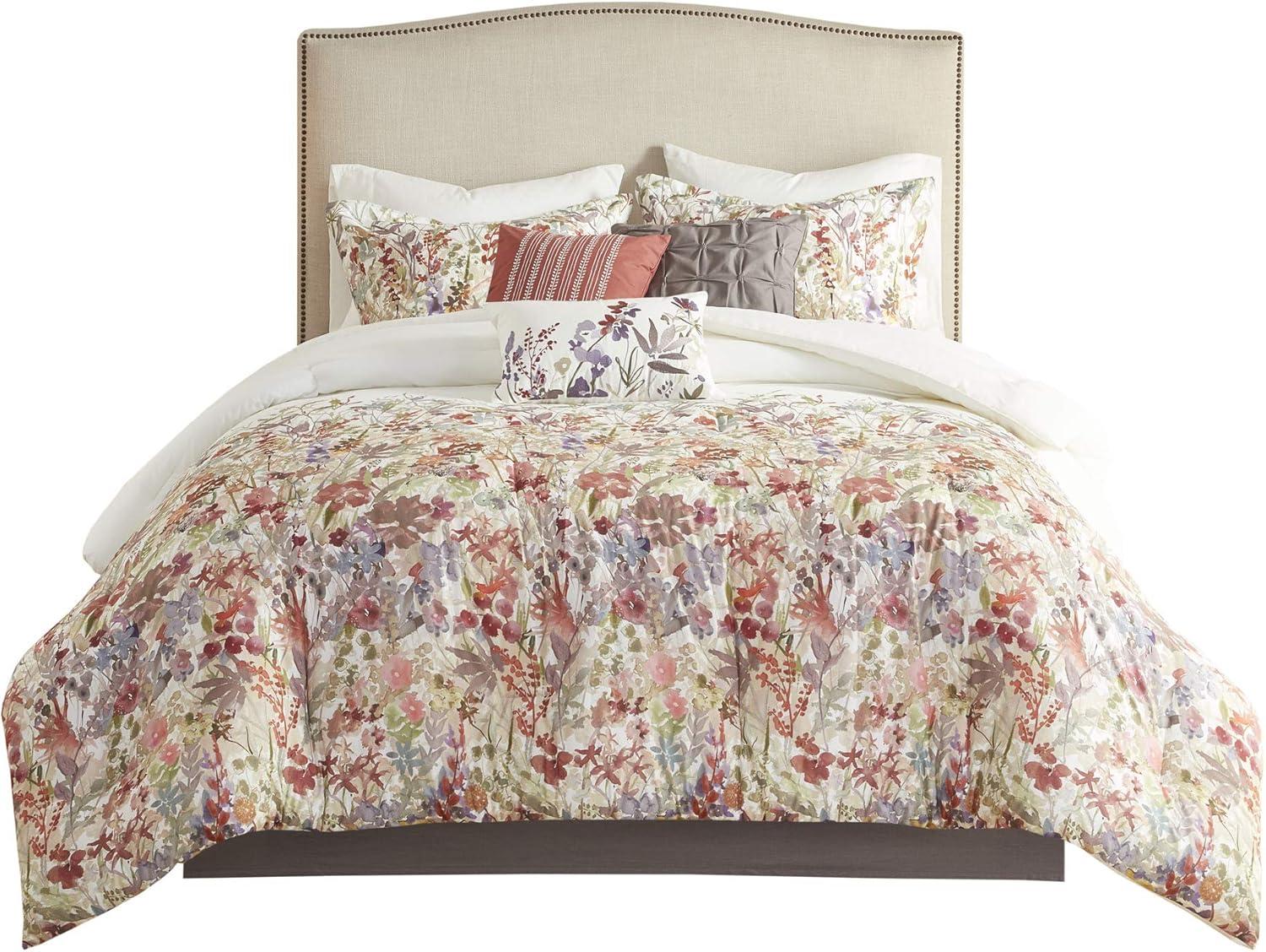 Mariana 7 Piece Cotton Watercolor Floral Comforter Set