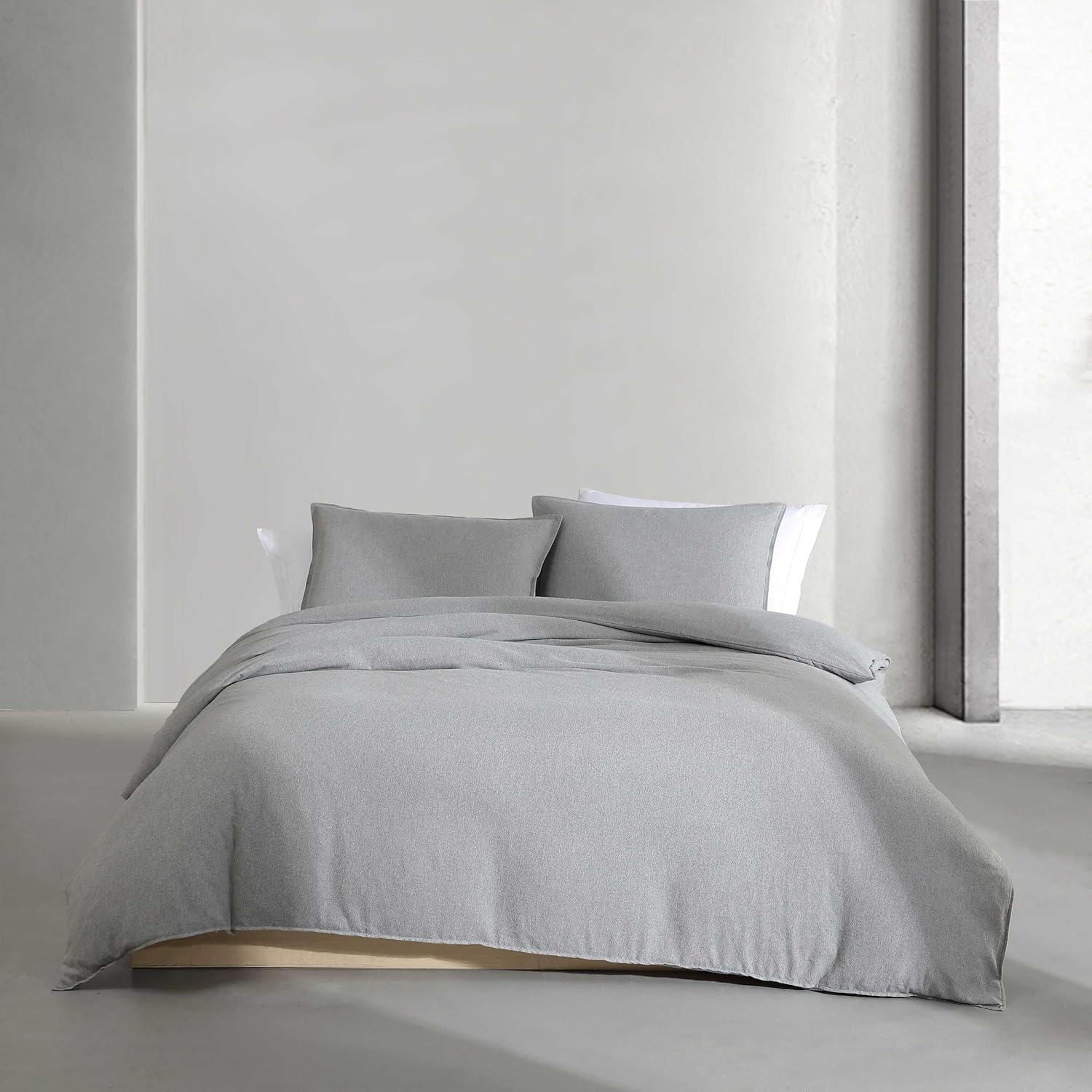 Calvin Klein Melange Flannel Solid Cotton Duvet Cover Set